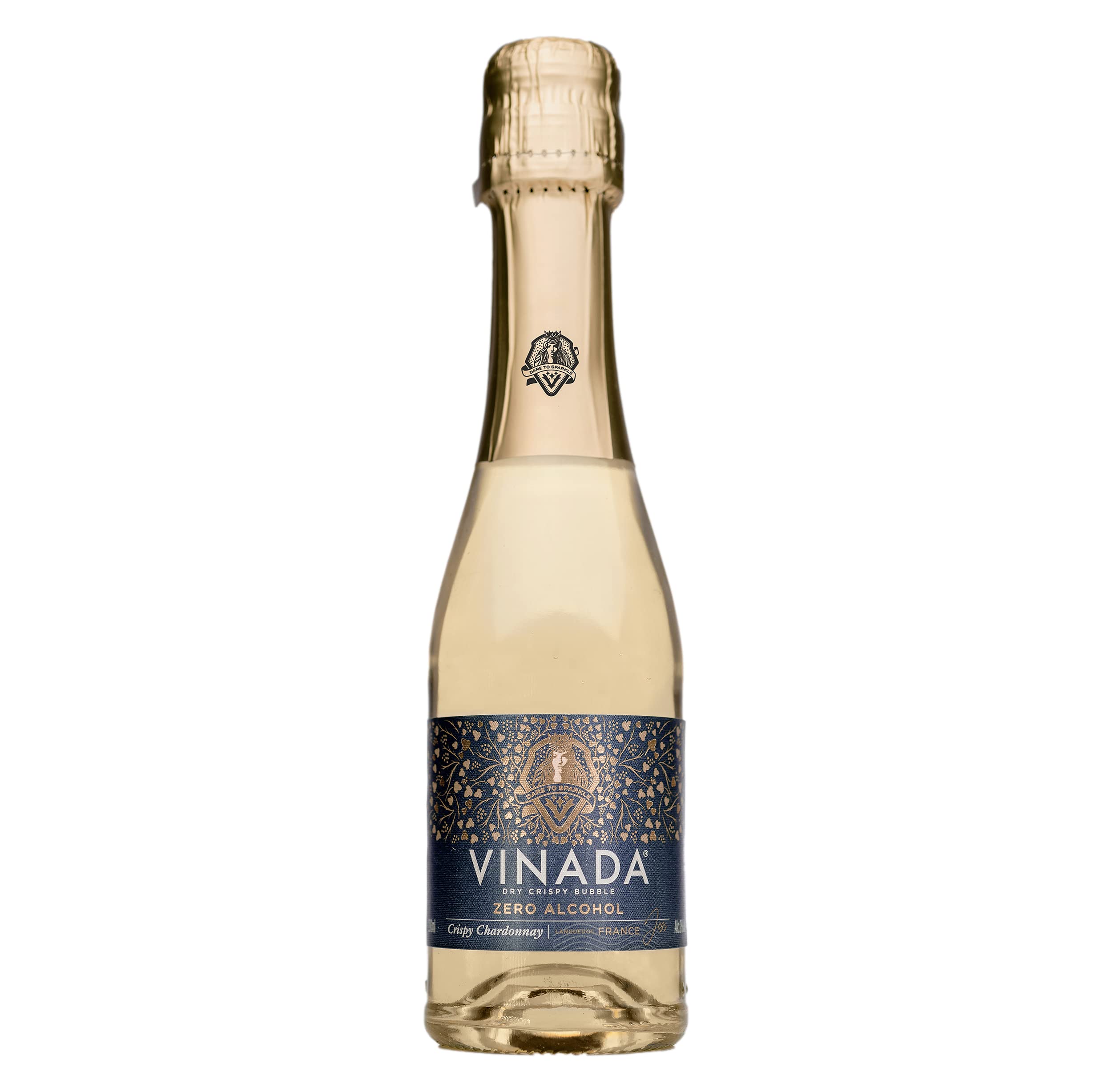VINADA Alcohol-Free Sparkling Wine Variety Pack - Crispy Chardonnay, Gold & Rosé - 24 Mini 200ml Glass Bottles - Perfect for Parties, Gifts & Sober Celebrations