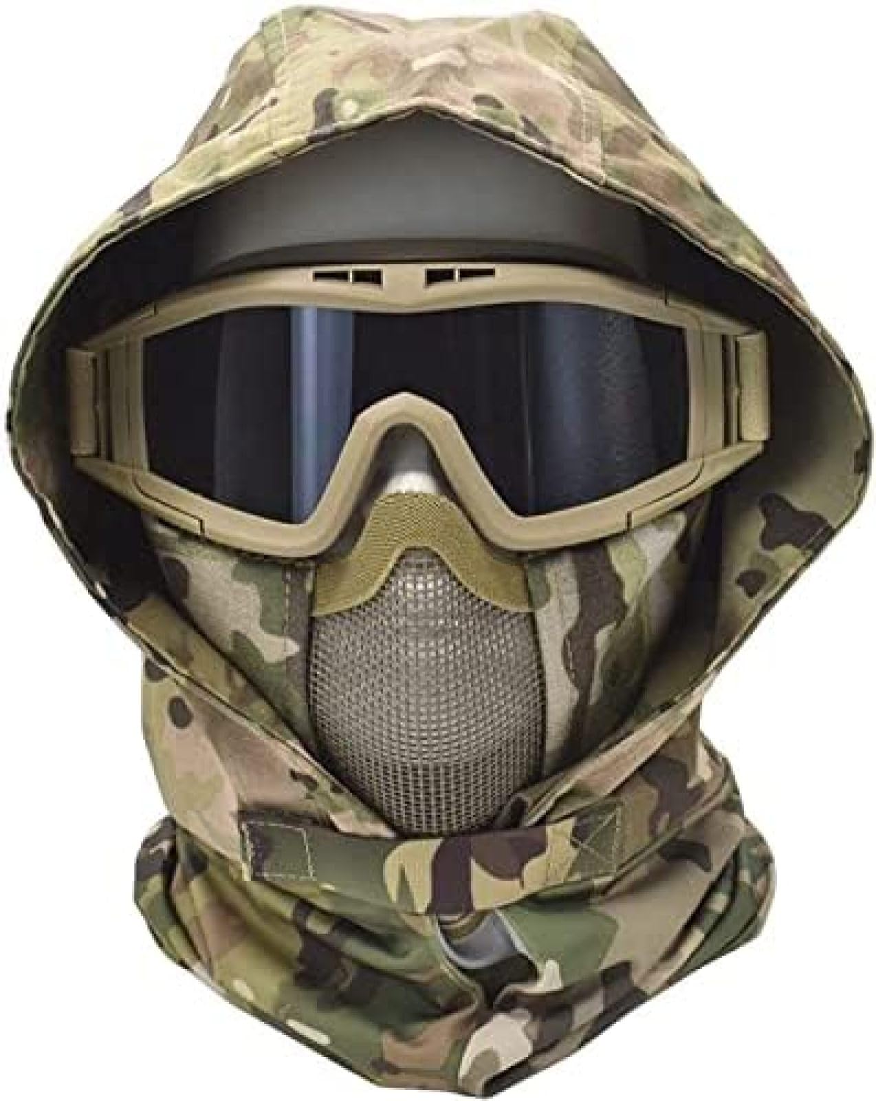 Tactical Airsoft Mask - Military CS Paintball Protective Gear with Foldable Half Face Net & Goggles | Outdoor Combat Training & Airsoft Games