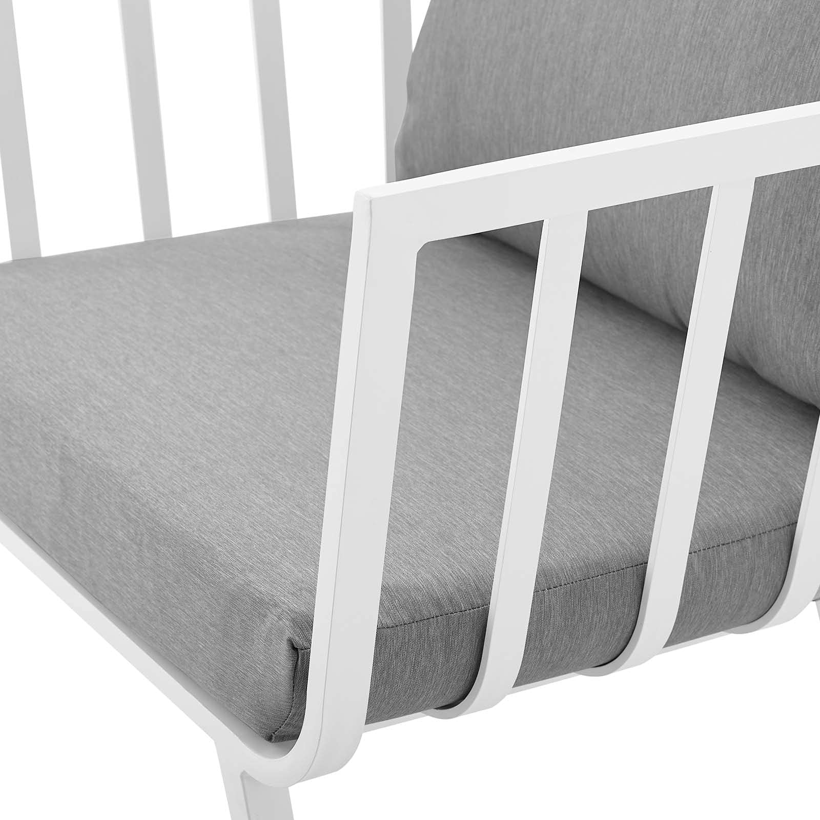 Modern Outdoor Lounge Sectional Sofa Chair Set - Aluminum Metal Frame in White & Grey for Patio, Garden, Cafe, Bistro - Perfect for Relaxing & Entertaining Guests