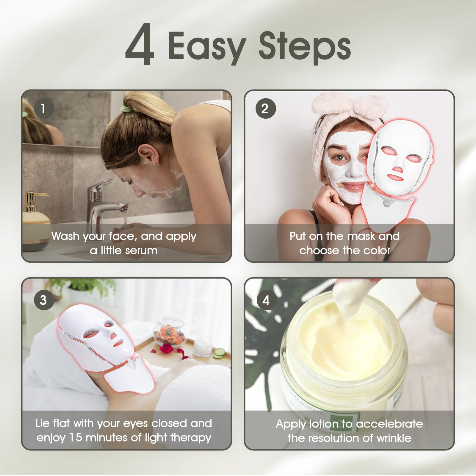 Red Light Therapy Mask for Face - 7 Color LED Light Therapy Facial Mask for Anti-Aging & Skin Rejuvenation | At-Home Skincare Treatment for Wrinkles, Acne & Glowing Skin