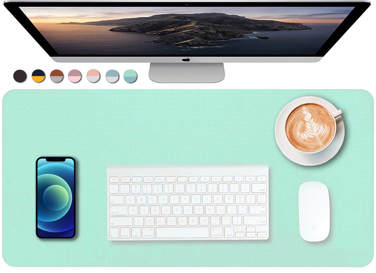 Premium Dual-Sided PU Leather Desk Pad & Mouse Mat - Non-Slip Waterproof Office Desk Protector for Laptop, Writing & Work - Home & Office Workspace Accessory (23.6