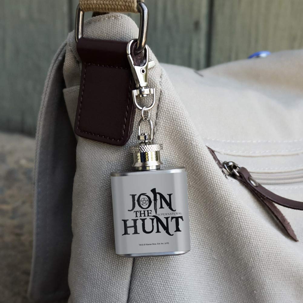 Supernatural Join the Hunt 1oz Stainless Steel Mini Flask Keychain - Perfect for Outdoor Adventures, Camping & Gifts for Fans