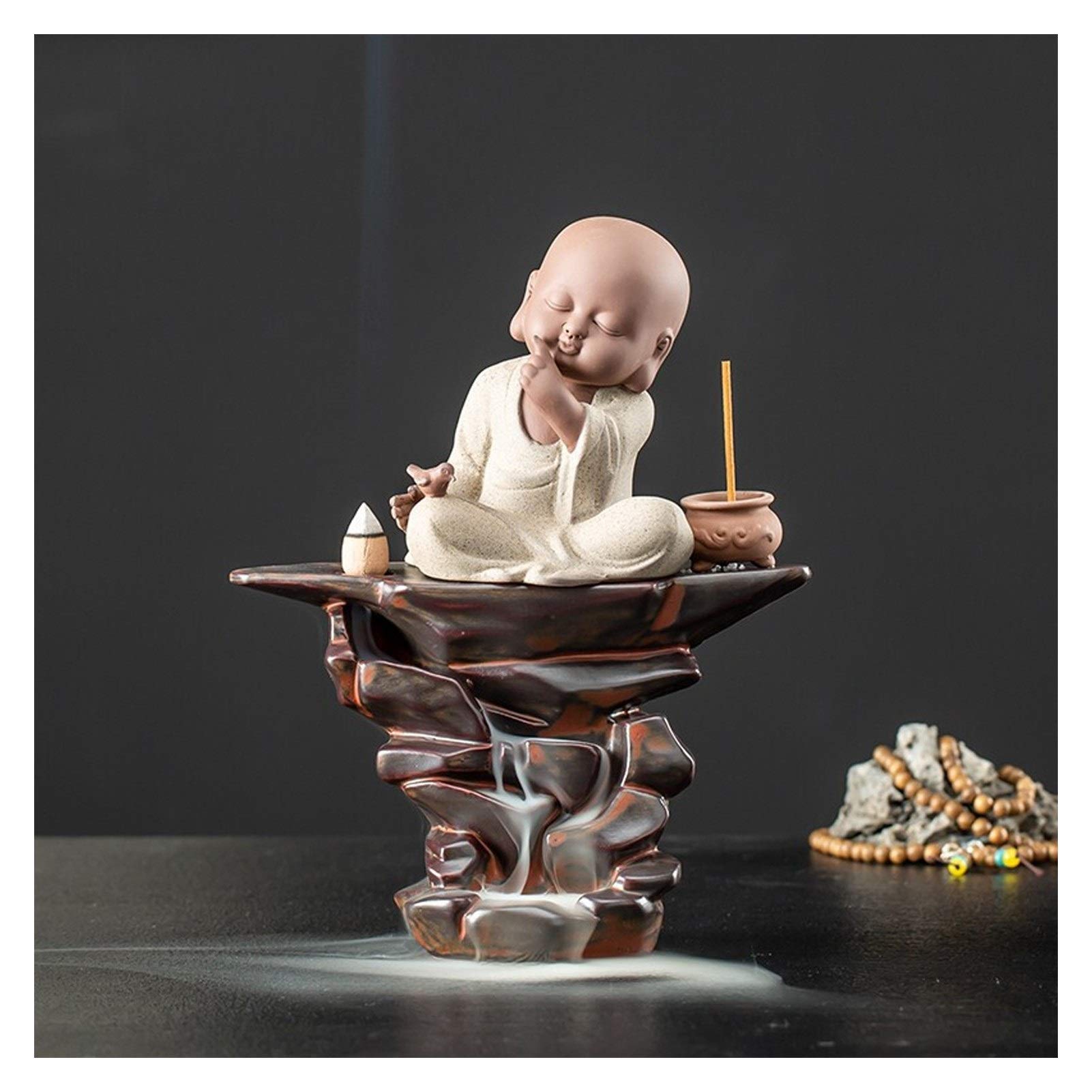 Ceramic Backflow Incense Burner - Zen Monk Design for Home Decor, Meditation & Tea Ceremony | Indoor Aromatherapy & Relaxation | Perfect for Yoga, Spa & Stress Relief
