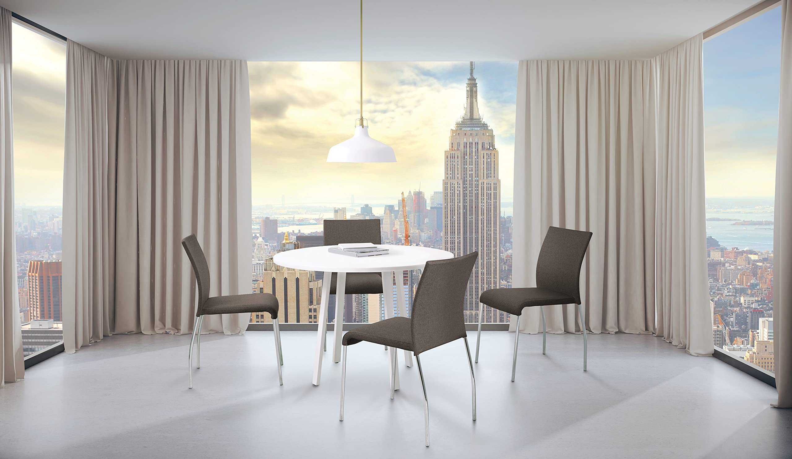 OSP Home Furnishings Conway Upholstered Stacking Chairs with Chrome Legs - Set of 2, Chocolate Brown - Perfect for Dining Rooms, Kitchens, Offices, and Event Seating