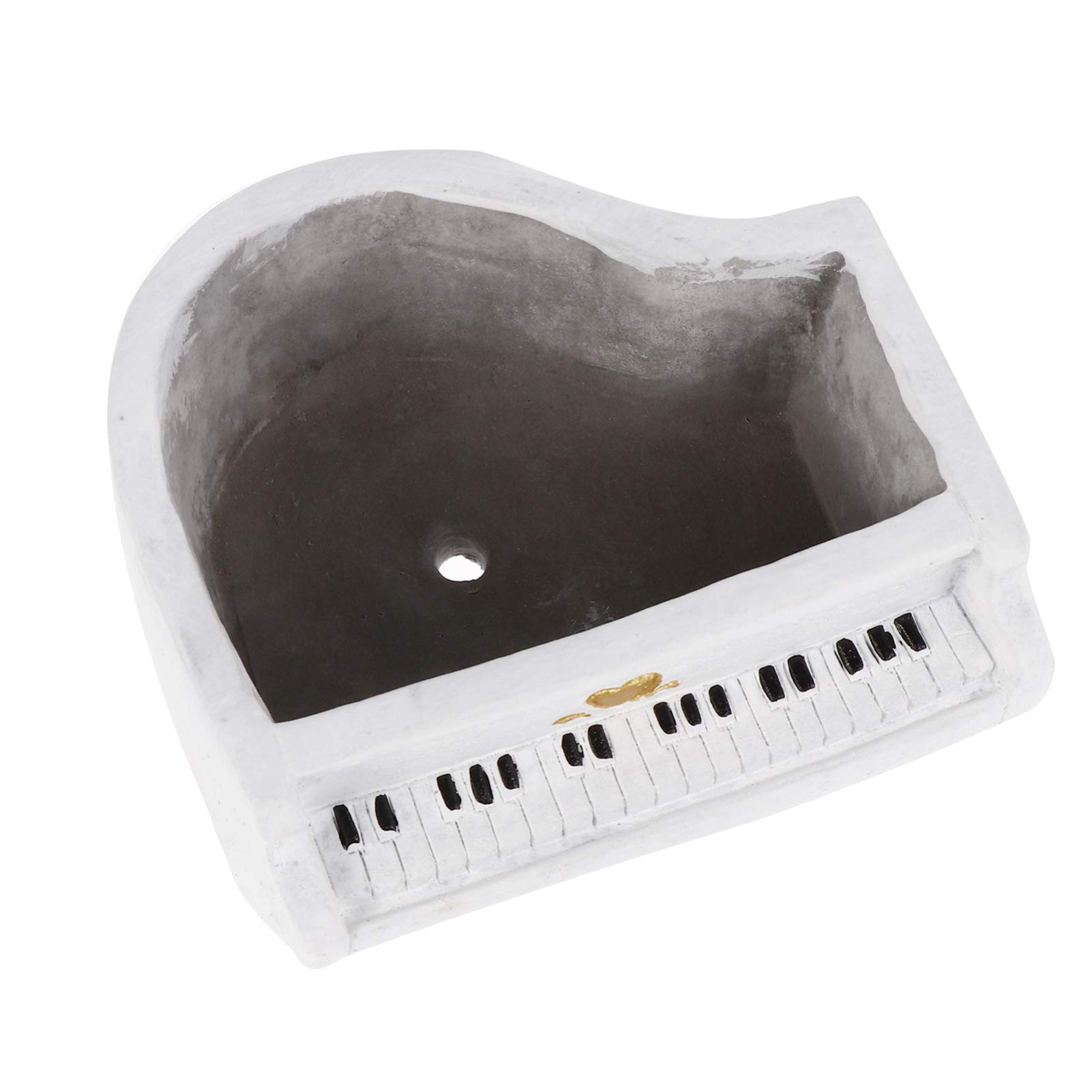 DOITOOL White Cement Piano Shaped Planter - Indoor Flower Pot for Cactus, Succulents & Plants | Perfect for Home Decor, Office Desk & Gift Ideas