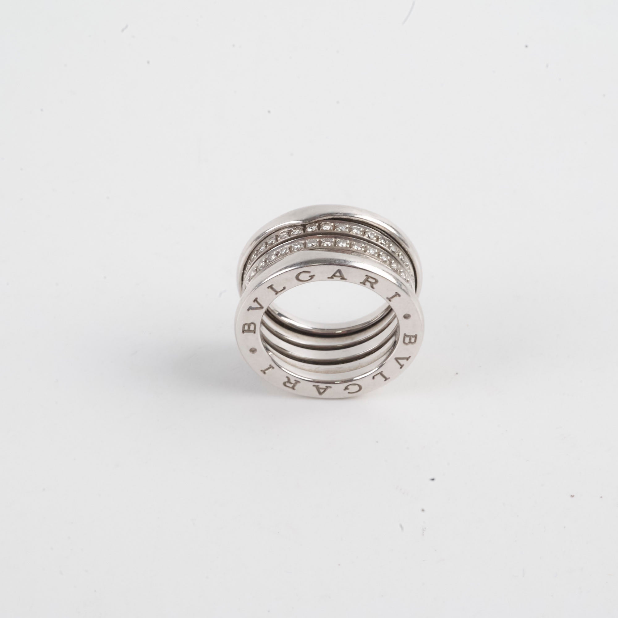 Bvlgari B Zero 1 18K White Gold Diamond Ring - Size 53 (US 6.5) for Women - Luxury Wedding, Engagement & Anniversary Jewelry Gift