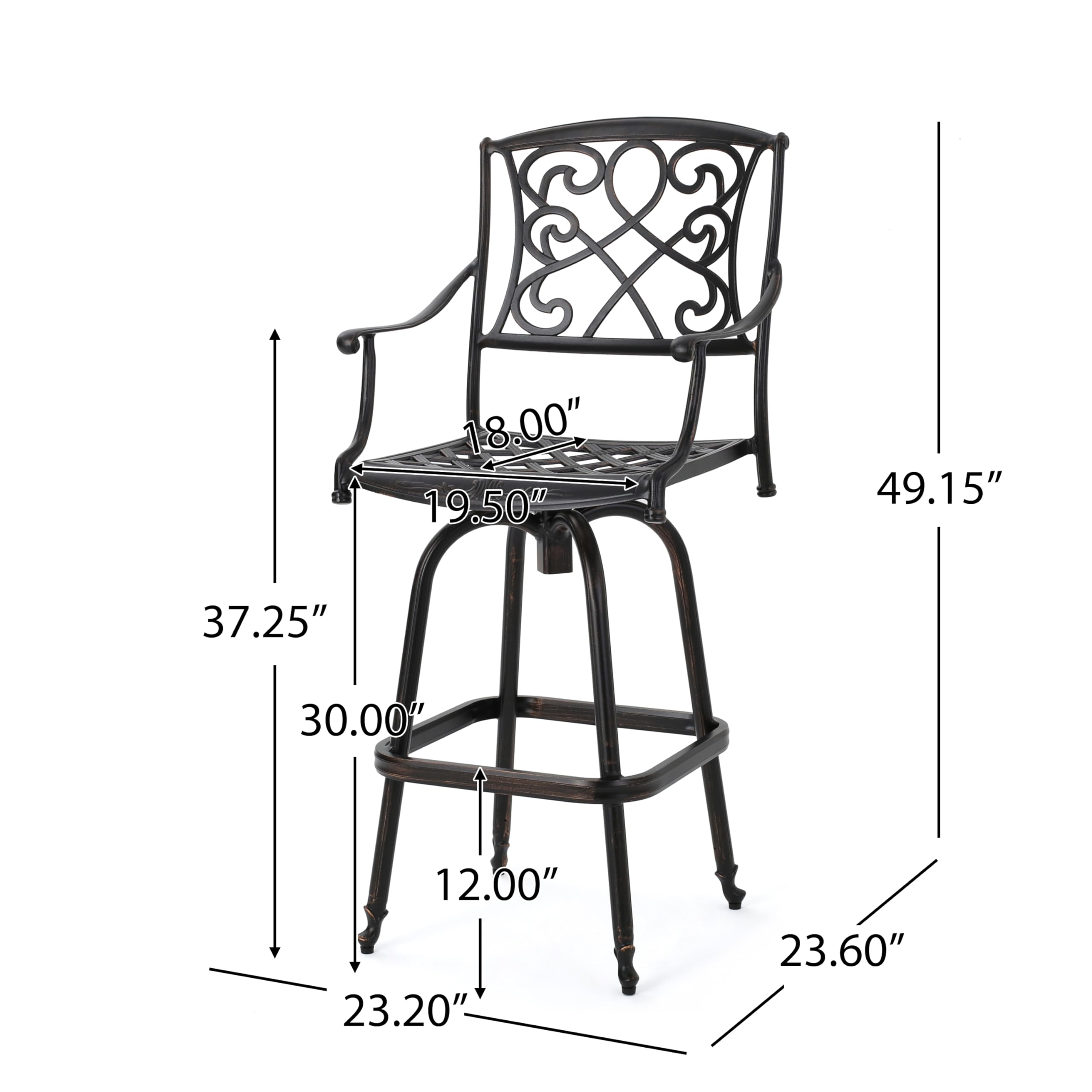 Christopher Knight Home Santa Maria Barstool - Shiny Copper Metal Bar Height Stool for Kitchen Island, Breakfast Bar & Home Decor