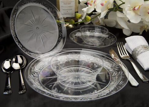Crystal Clear Round Plastic Plates - 20 Pack Shatterproof Disposable Dinner Plates for Parties, Weddings & Events - Simcha Collection Durable BPA-Free Elegant Tableware