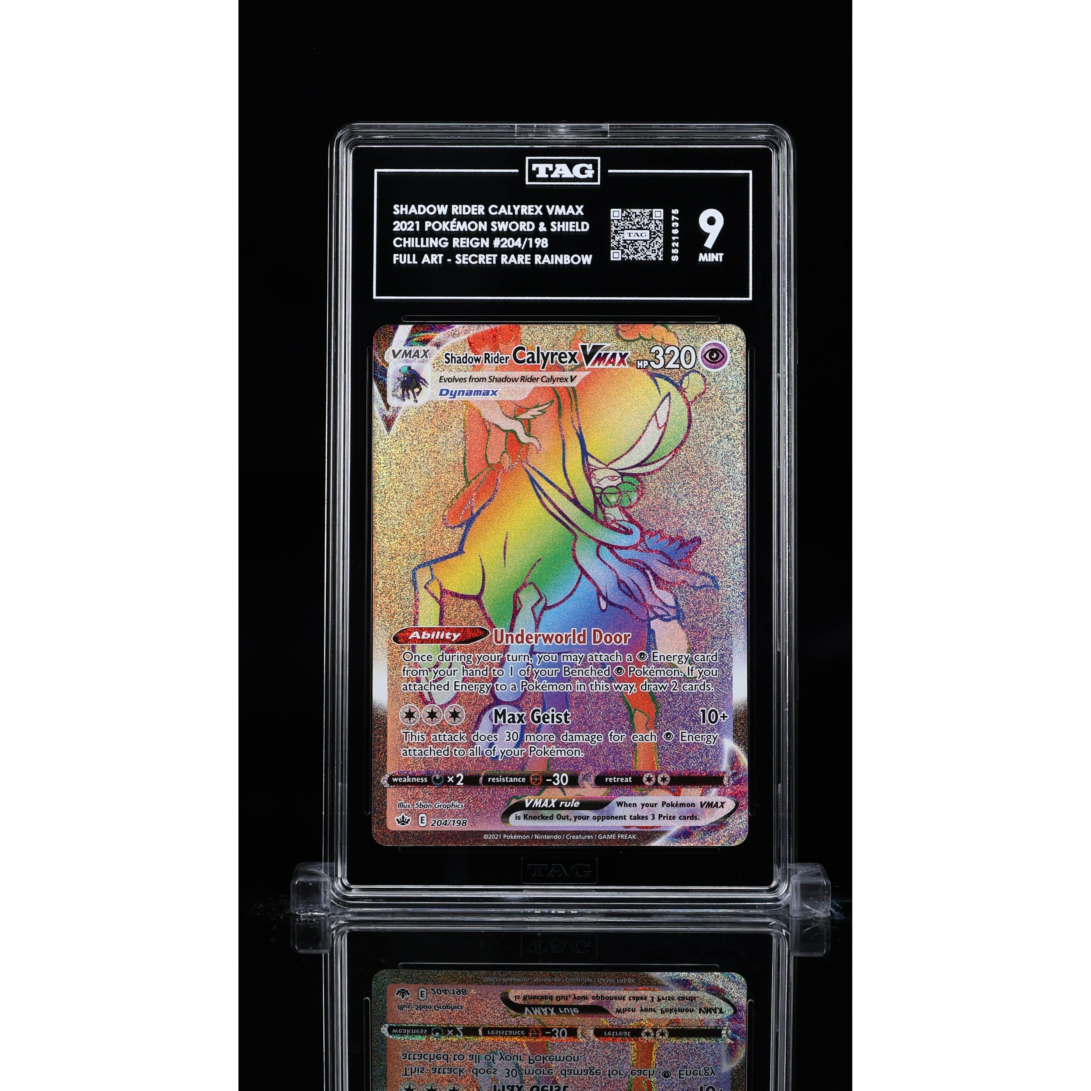2021 Pokemon Chilling Reign Shadow Rider Calyrex VMAX Secret Rainbow 204/198 PSA 9 Graded Card - Rare Collectible for Trading Card Game Enthusiasts & Pokemon Fans