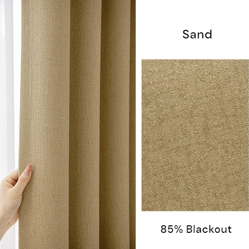 Agnes Textured Cotton Linen Blackout Curtains for Bedroom - Custom Size Thermal Insulated Drapes for Living Room & Nursery (96