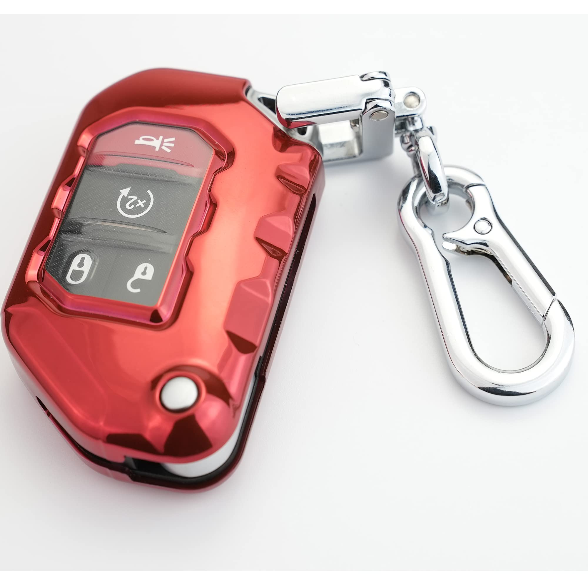 Premium Soft Full Protection Key Fob Cover for Jeep Wrangler & Gladiator (2018-2021) - Compatible with JL, JLU, Rubicon, Sahara Models - Durable Key Shell Case (Red) - Perfect for Off-Road Adventures & Daily Protection
