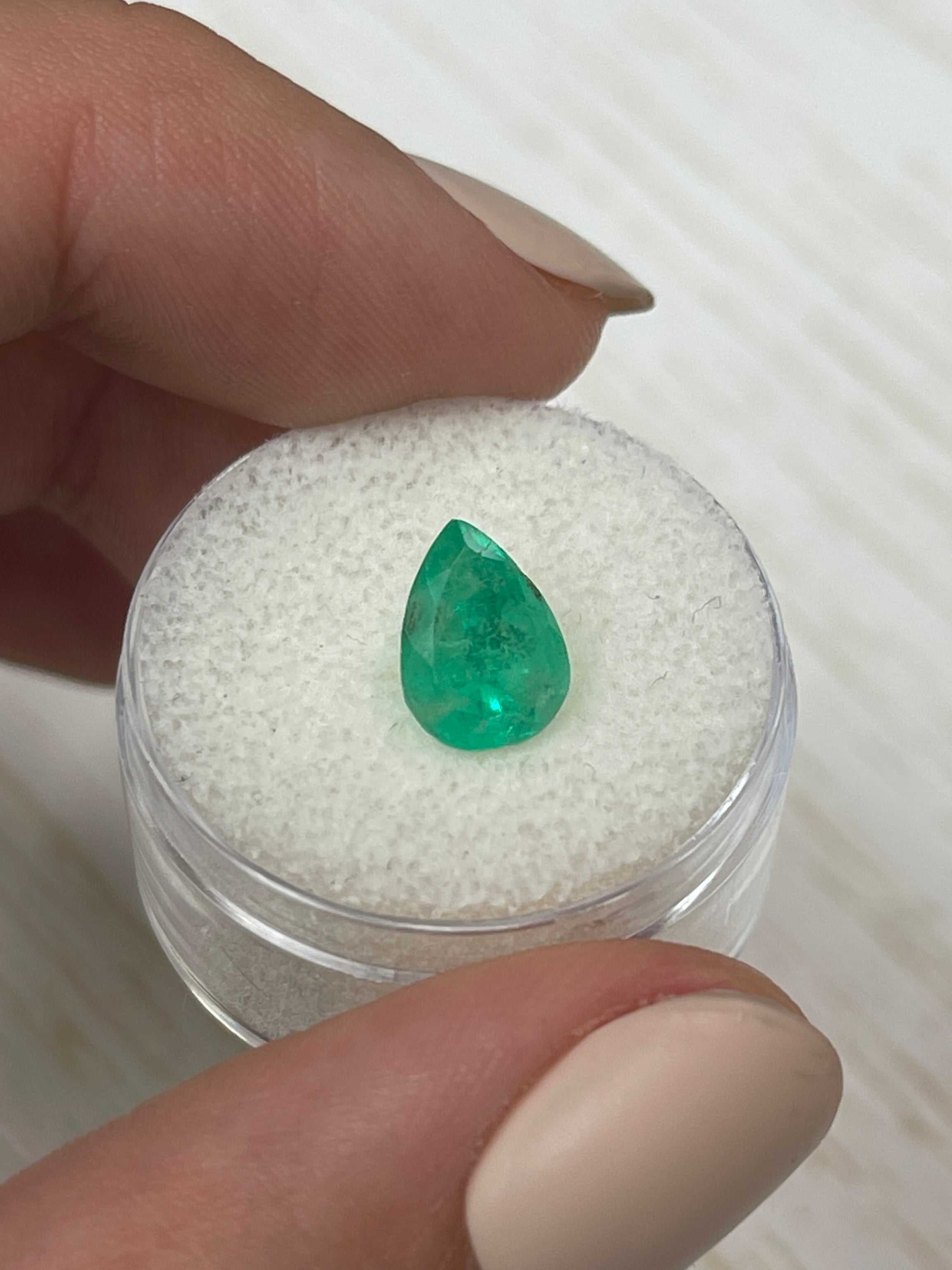 1.81 Carat Natural Colombian Loose Emerald Pear Cut Gemstone - Spring Green Color for Jewelry Making & Engagement Rings