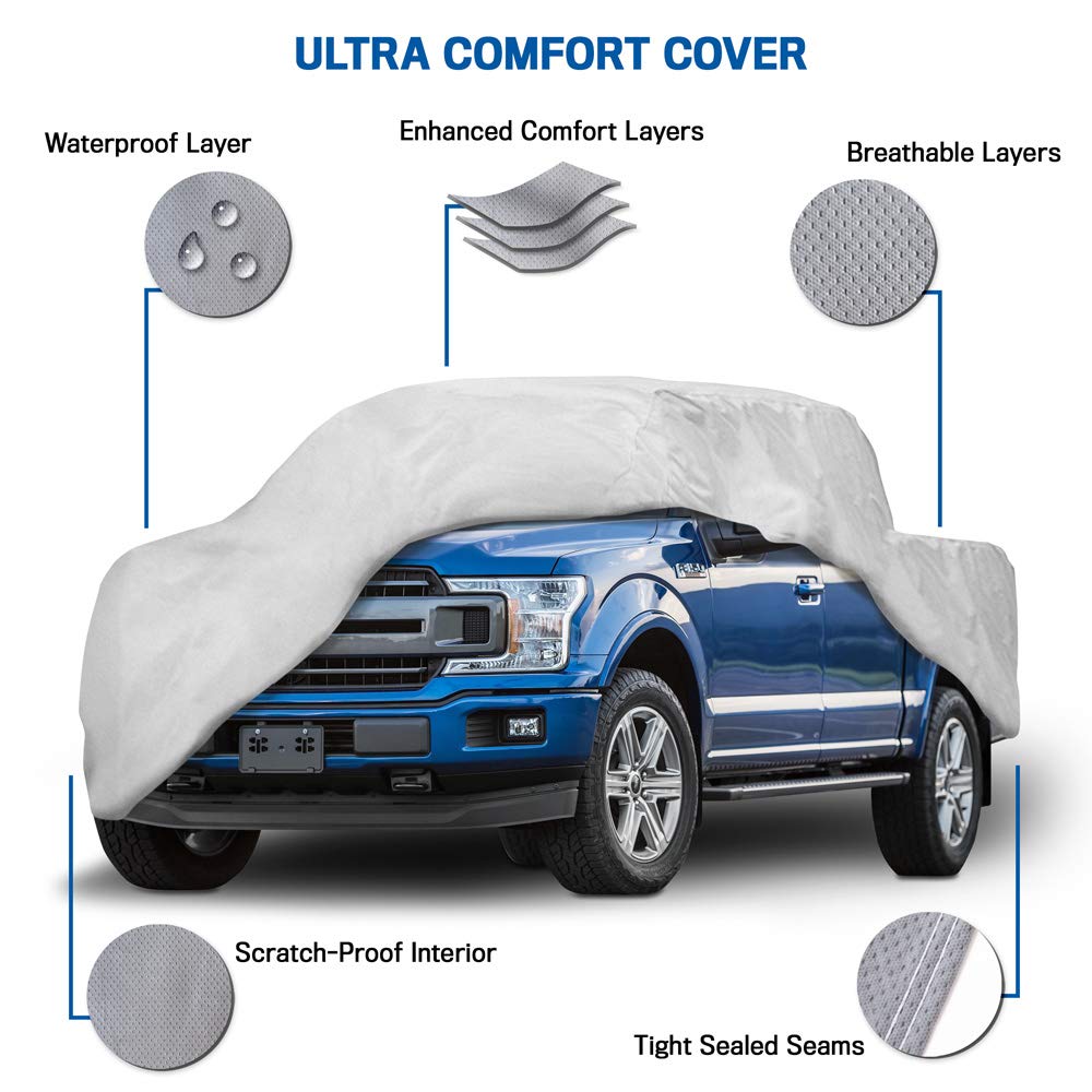 Motor Trend Heavy Duty Waterproof All Weather Truck Cover for Chevrolet Silverado 1500 (2008-2018) - Custom Fit Car Cover for Indoor/Outdoor Use & Winter Storage - Perfect for Parking Protection & Vehicle Shelter