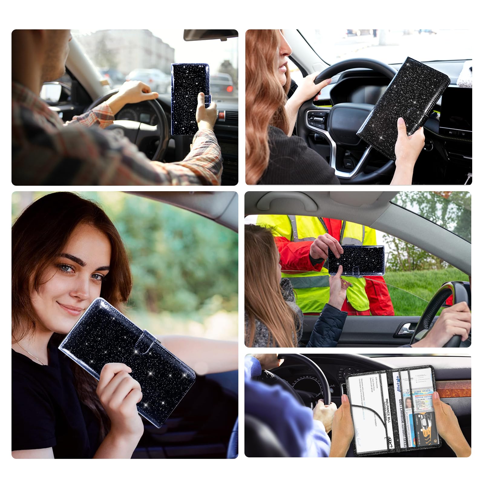 Car Registration and Insurance Card Holder - Vehicle Document Organizer for License, Insurance Cards & Paperwork - Perfect for Glove Box, Dashboard or Center Console Storage - Car Accessories Must-Have
