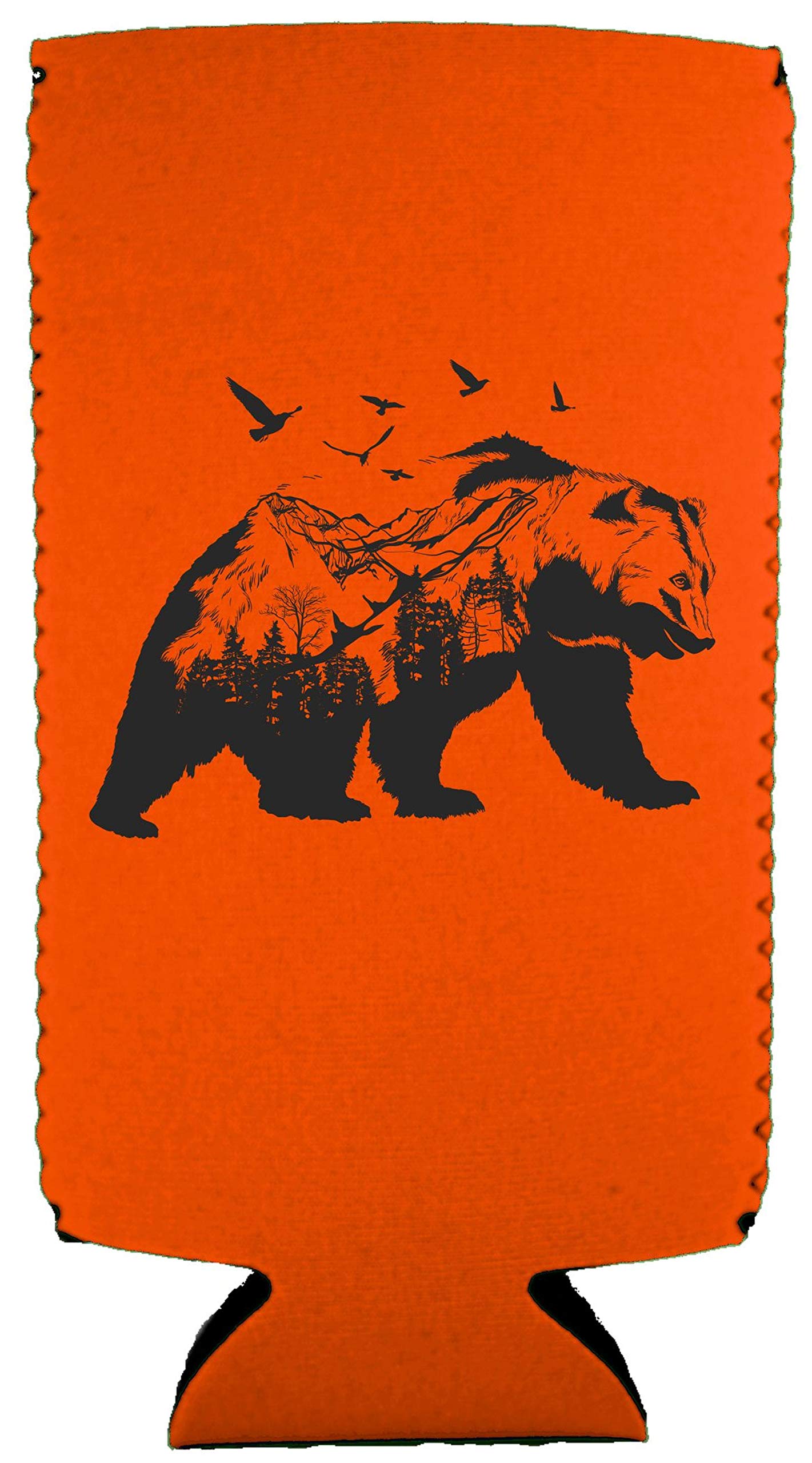 Mountain Bear Magnetic Slim Can Cooler - Insulated Beverage Sleeve for Cans (Orange, 1 Pack) - Perfect for Camping, BBQs, Beach Parties & Outdoor Adventures