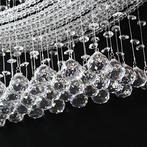 Modern Crystal Chandelier Lights - A1A9 Bridge Wave Droplet K9 Crystal LED Ceiling Light Fixture, Rectangle Flush Mount Pendant Lighting for Dining Room, Living Room, Bedroom (70x25x29cm) - Elegant Home Decor for Weddings, Restaurants & Luxury Spaces