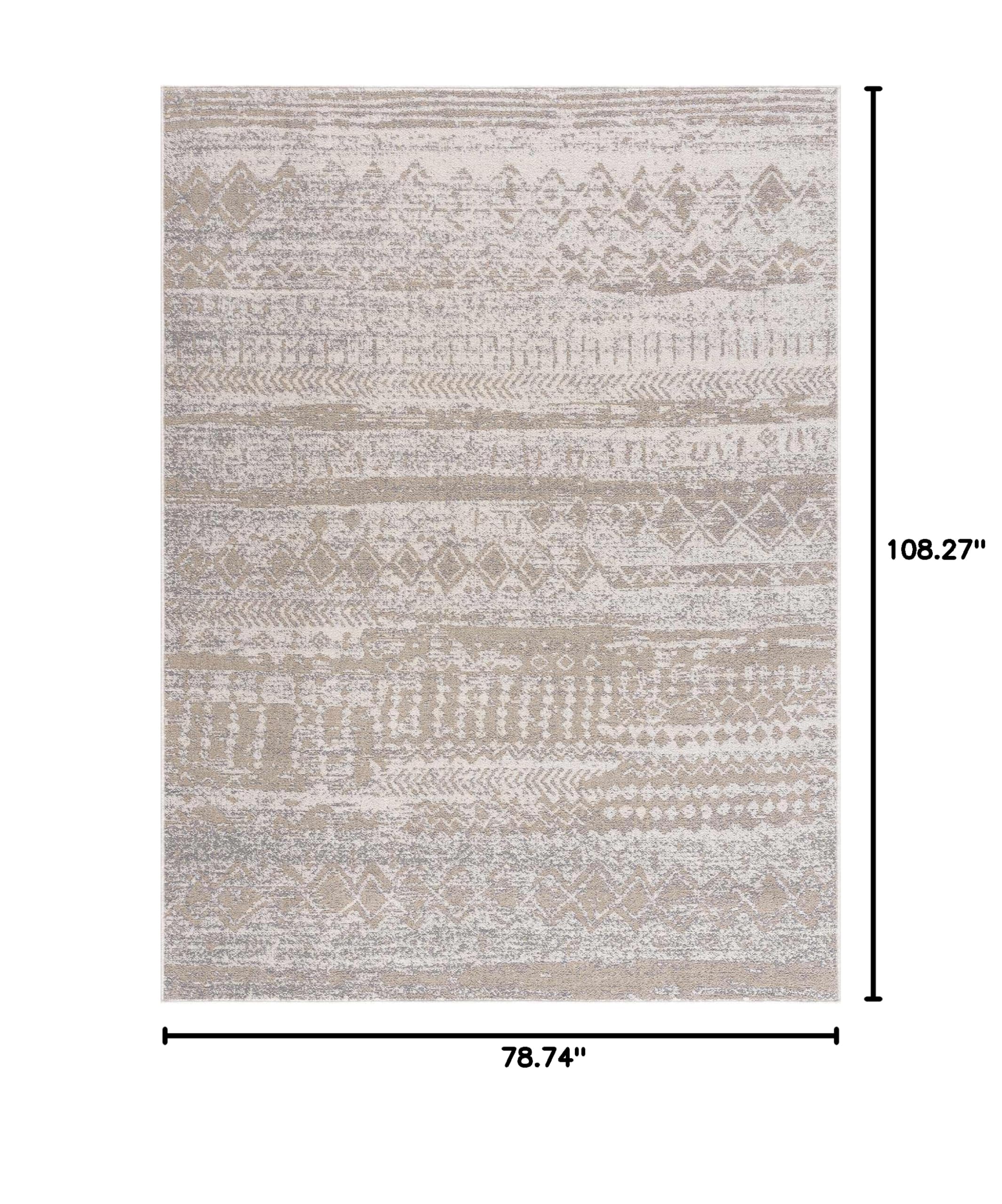 Hauteloom Tupsan Washable Area Rug for Living Room & Bedroom - Soft Beige & Gray - 6'7