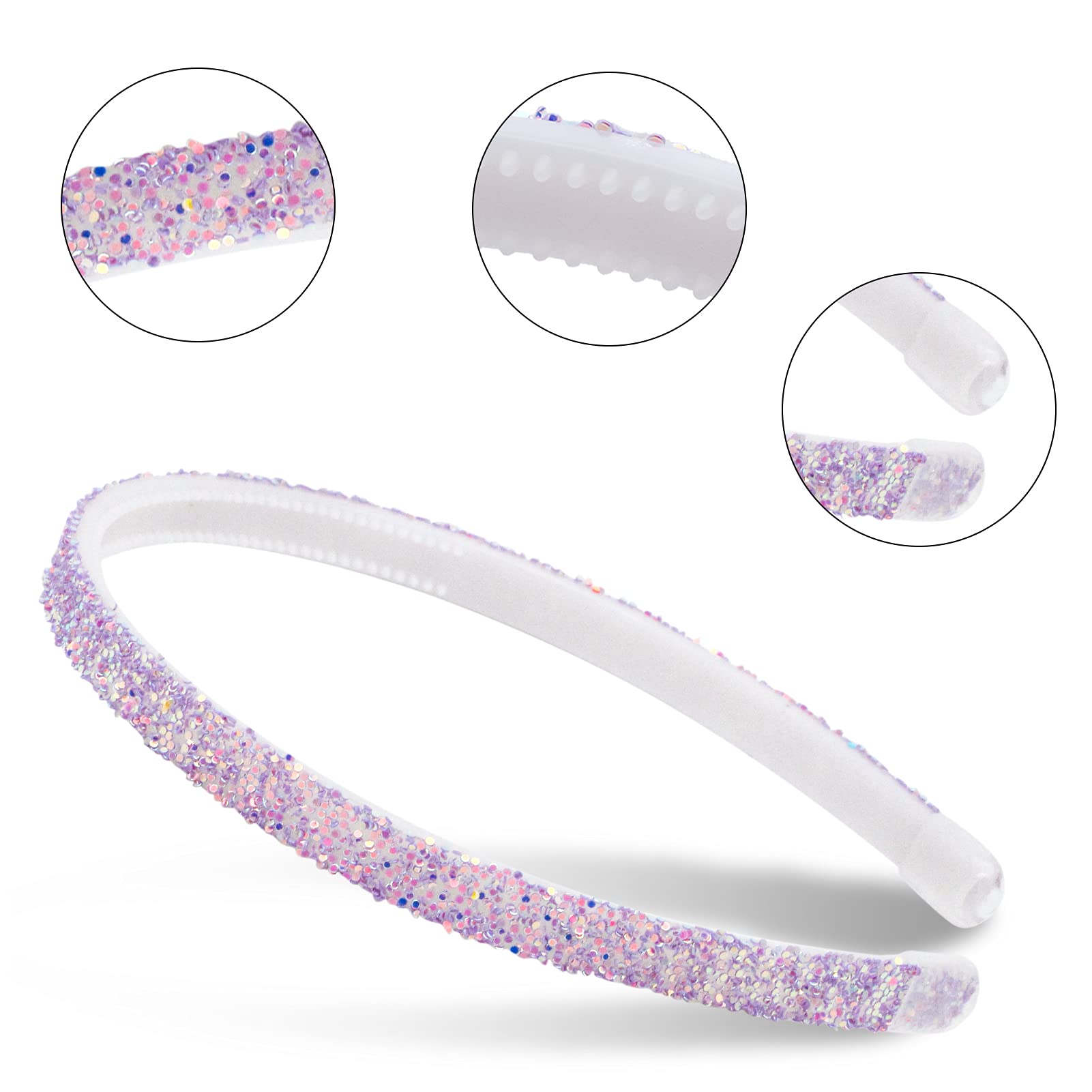 Fishdown Glitter Headbands for Girls & Women - 6PCS Sparkly Plastic Hair Hoops for Teens, Parties, Dance Performances & Everyday Fashion Accessories