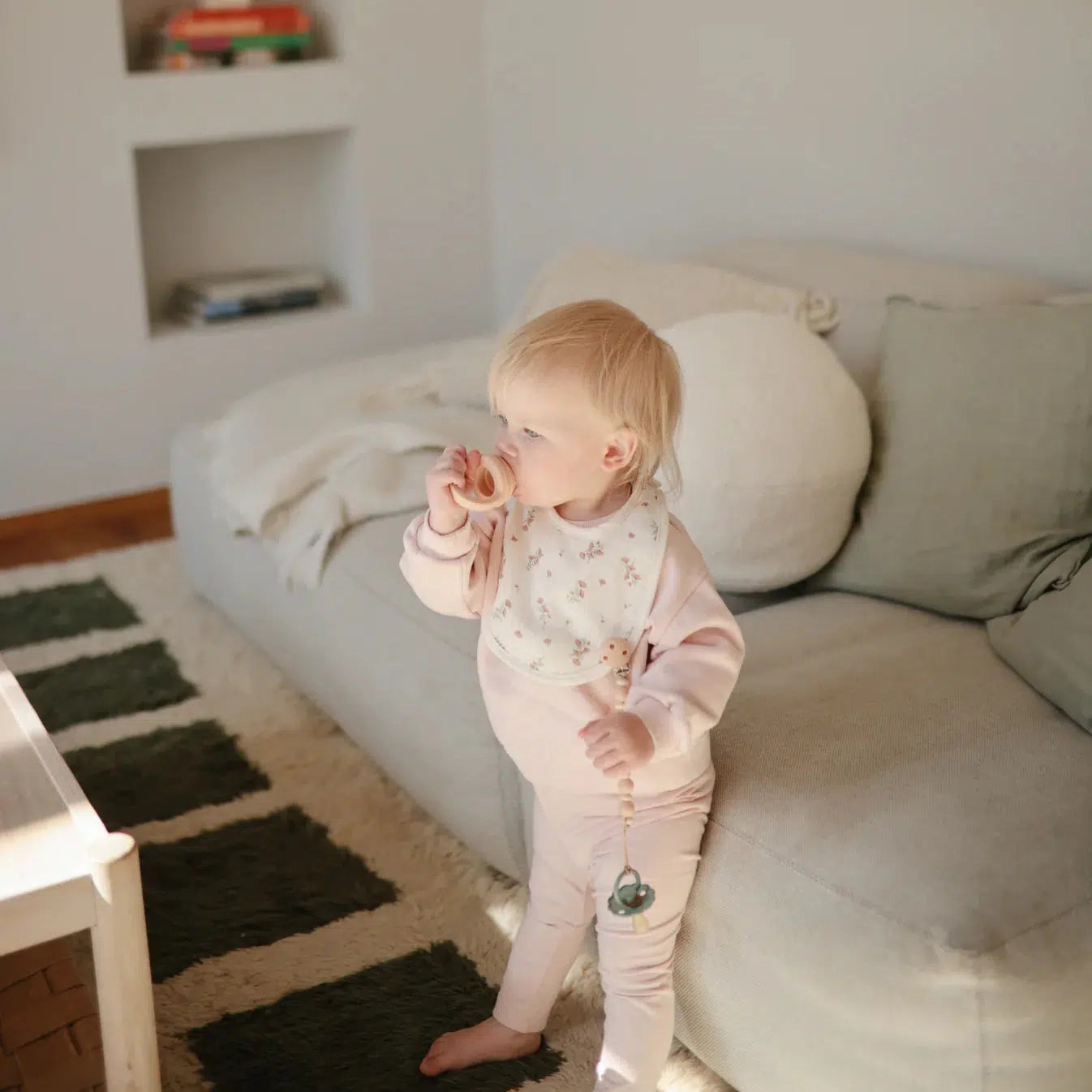 Mushie Organic Cotton Muslin Bibs 2 Pack - Blush & Pink Floral | Soft Baby Drool Bibs for Feeding, Teething & Messy Play | Eco-Friendly & Absorbent