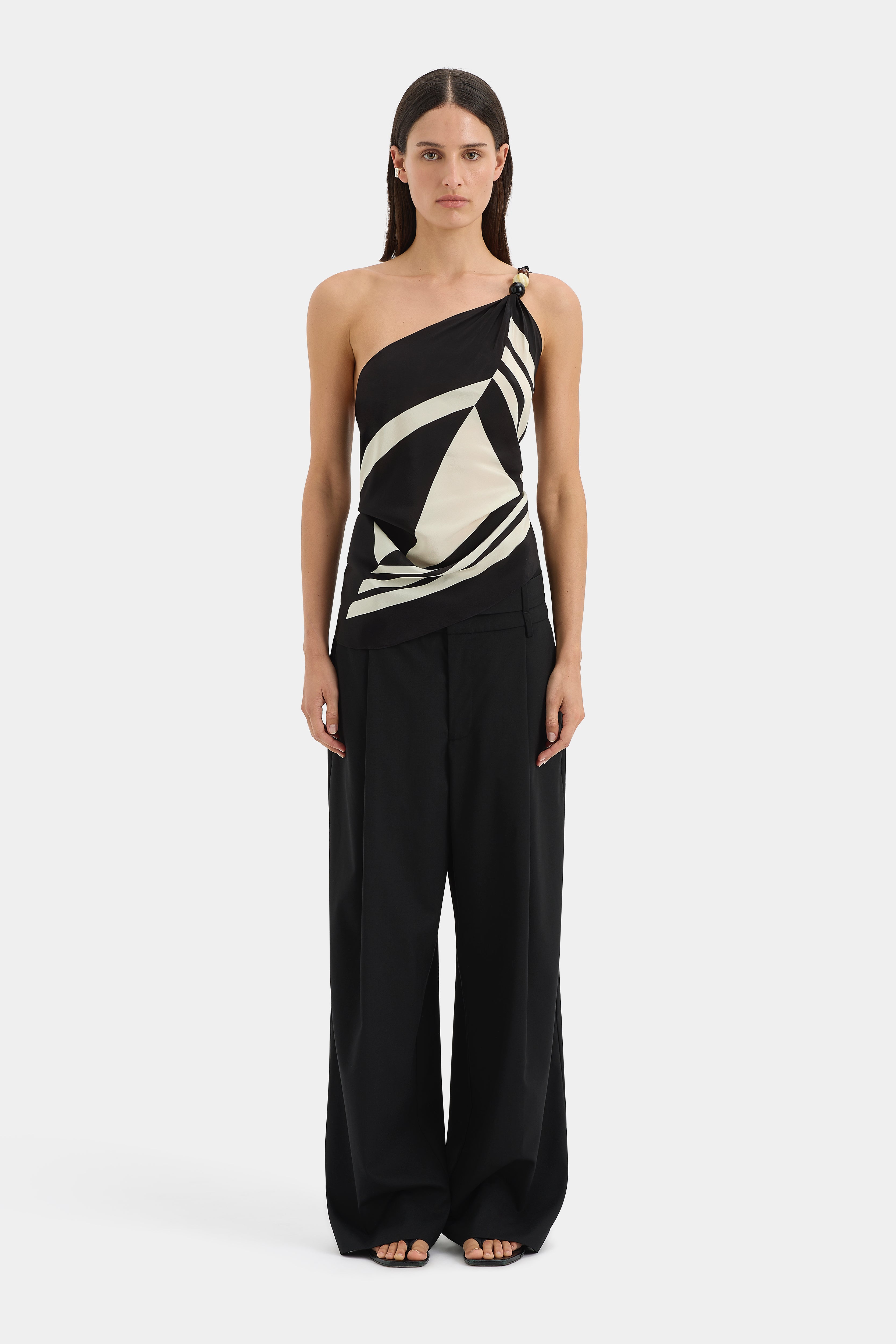 Pietra Wrap Top Milano Nero - Stylish Women's Wrap Blouse for Casual & Evening Wear