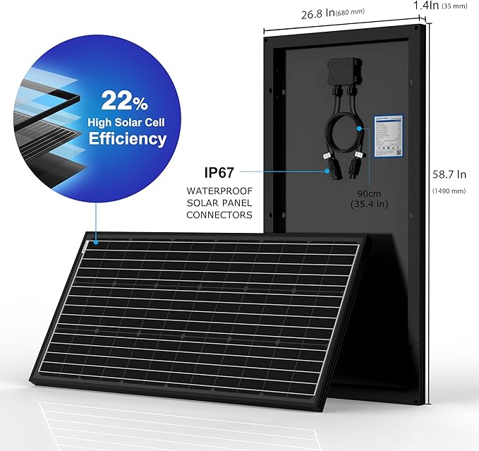 Acopower 200W Monocrystalline Solar Panel with 300Ah (3x100Ah) Lithium Battery - Perfect for RV, Marine & Off-Grid Power Solutions