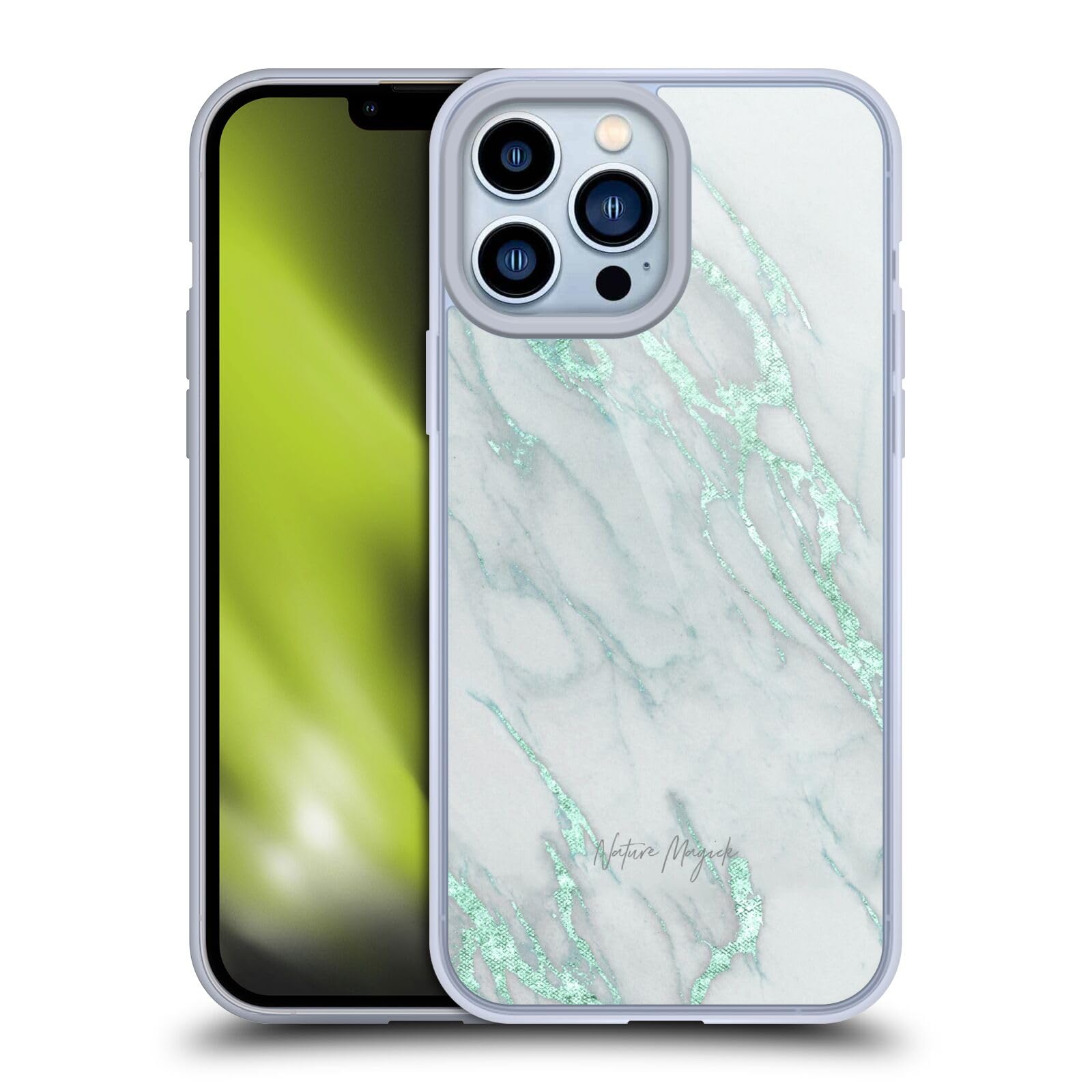 Officially Licensed Nature Magick Teal Marble iPhone 13 Pro Max Case - Soft Gel Protective Cover with Metallic Accents | Perfect for Outdoor Adventures & Everyday Use