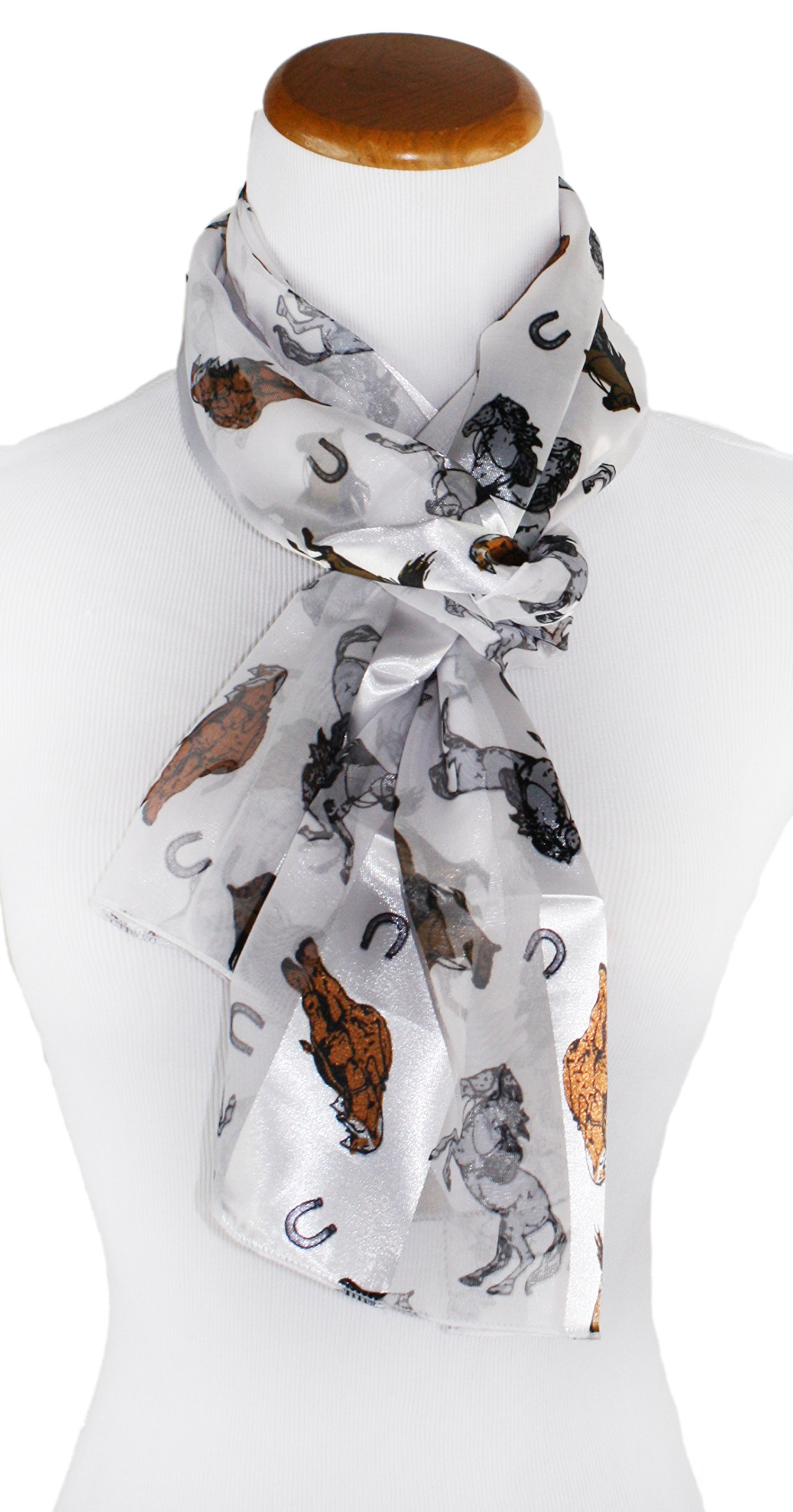 Ted & Jack - Stylish Equestrian Horse Print Silk Feel Scarf for Women - Fashionable Horse Riding Accessory & Elegant Outfit Enhancer - Perfect for Equestrian Events, Casual Wear and Gift Giving