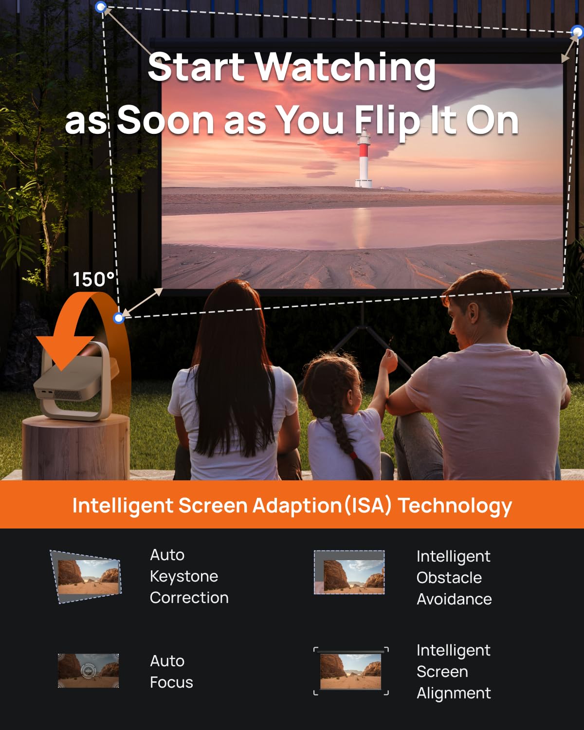 XGIMI Elfin Flip 2024 Portable Projector - 1080P Full HD Outdoor Movie Projector with Netflix, Built-in Adjustable Stand | 400 ISO Lumens, Lightweight & Compact Design | Perfect for Home Theater, Camping, and Outdoor Movie Nights