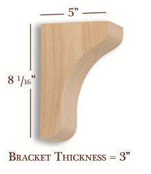 BB 301 S Small Plain Craftsman Corbel - Decorative Wood Bracket for Shelves, Cabinets & Home Decor | Perfect for DIY Projects & Interior Design