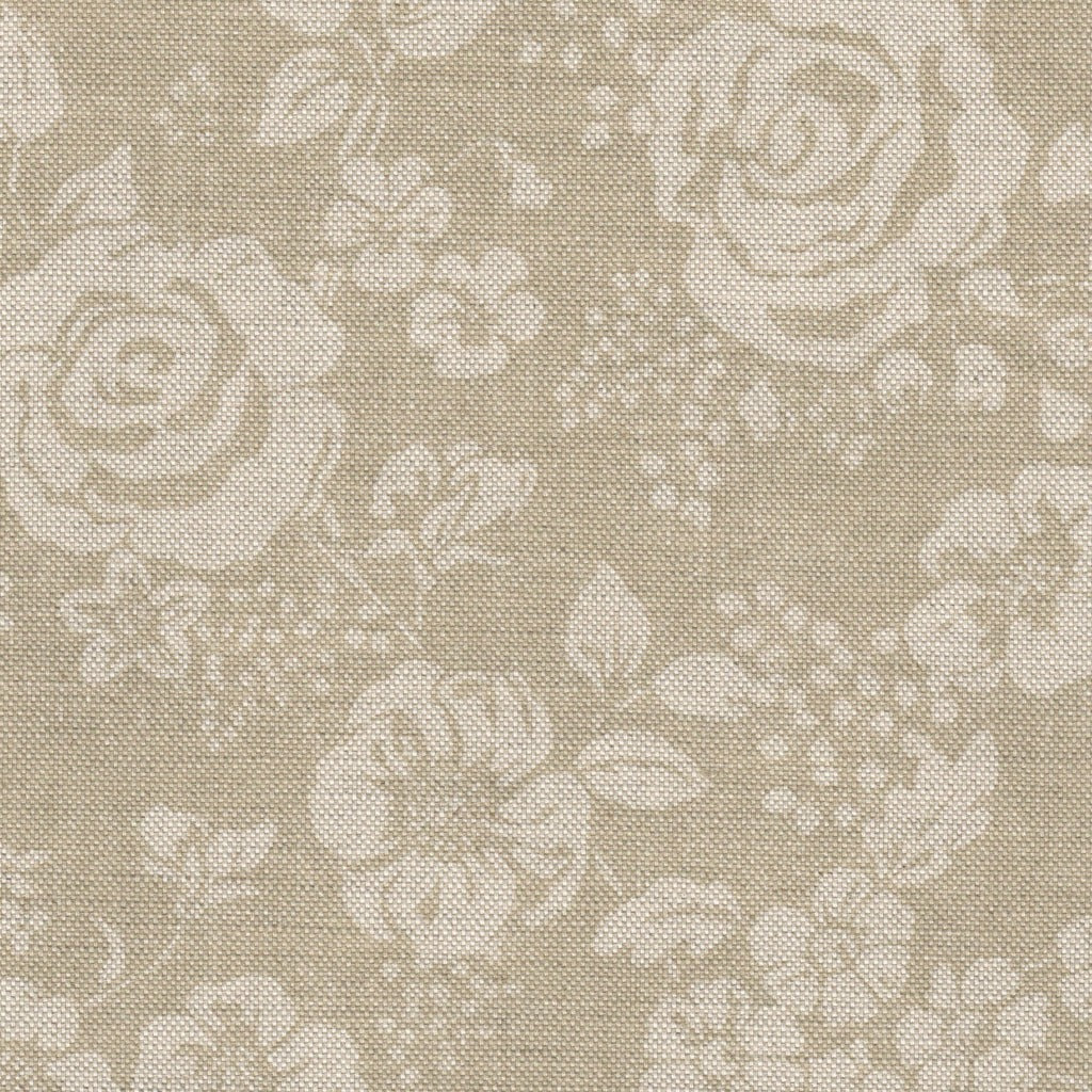 Rose Garden Fabric - Natural On Caramel - Premium Cotton Material for DIY Crafts, Home Decor & Upholstery Projects
