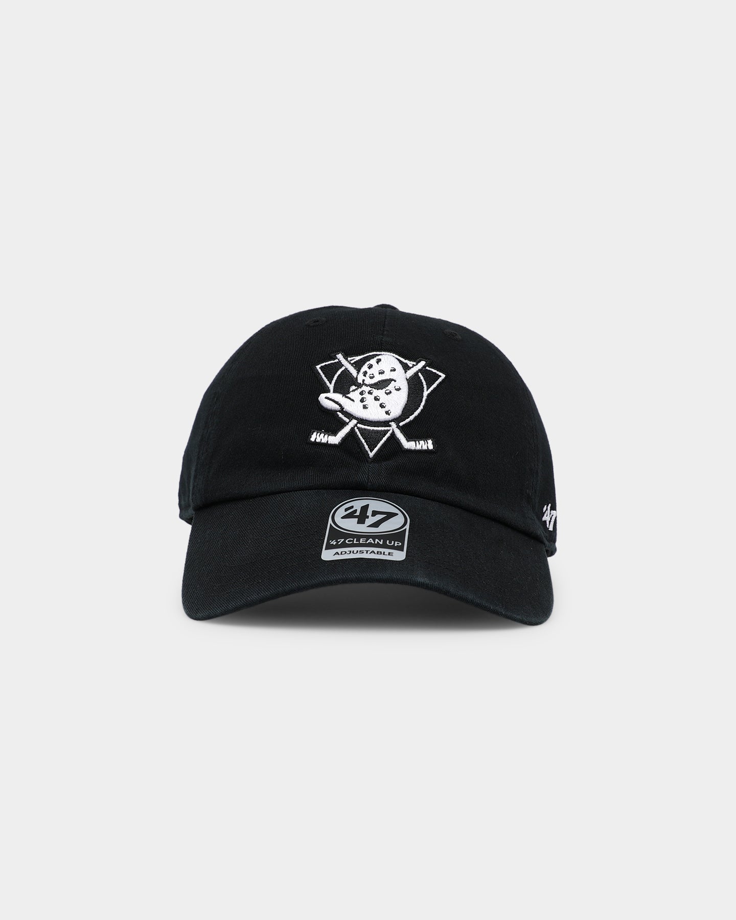 47 Brand Anaheim Ducks 47 Clean Up Strapback Black/White Adjustable Hat - Official NHL Hockey Cap for Men & Women - Perfect for Game Day, Casual Wear & Sports Fans