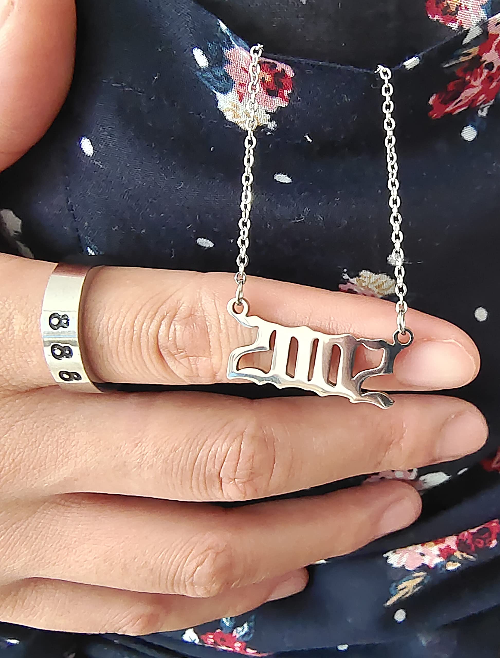 Year Necklace for Women - 18k Gold Plated/Silver Birth Year Number Pendant | Birthday Gift, Angel Friendship Jewelry with Old English Charm | Perfect for Anniversaries, Graduations & Special Occasions