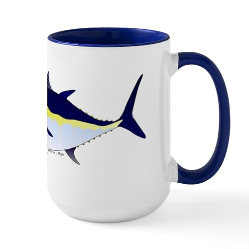 White/Navy Inside - Bluefin Tuna Fish Large Mug