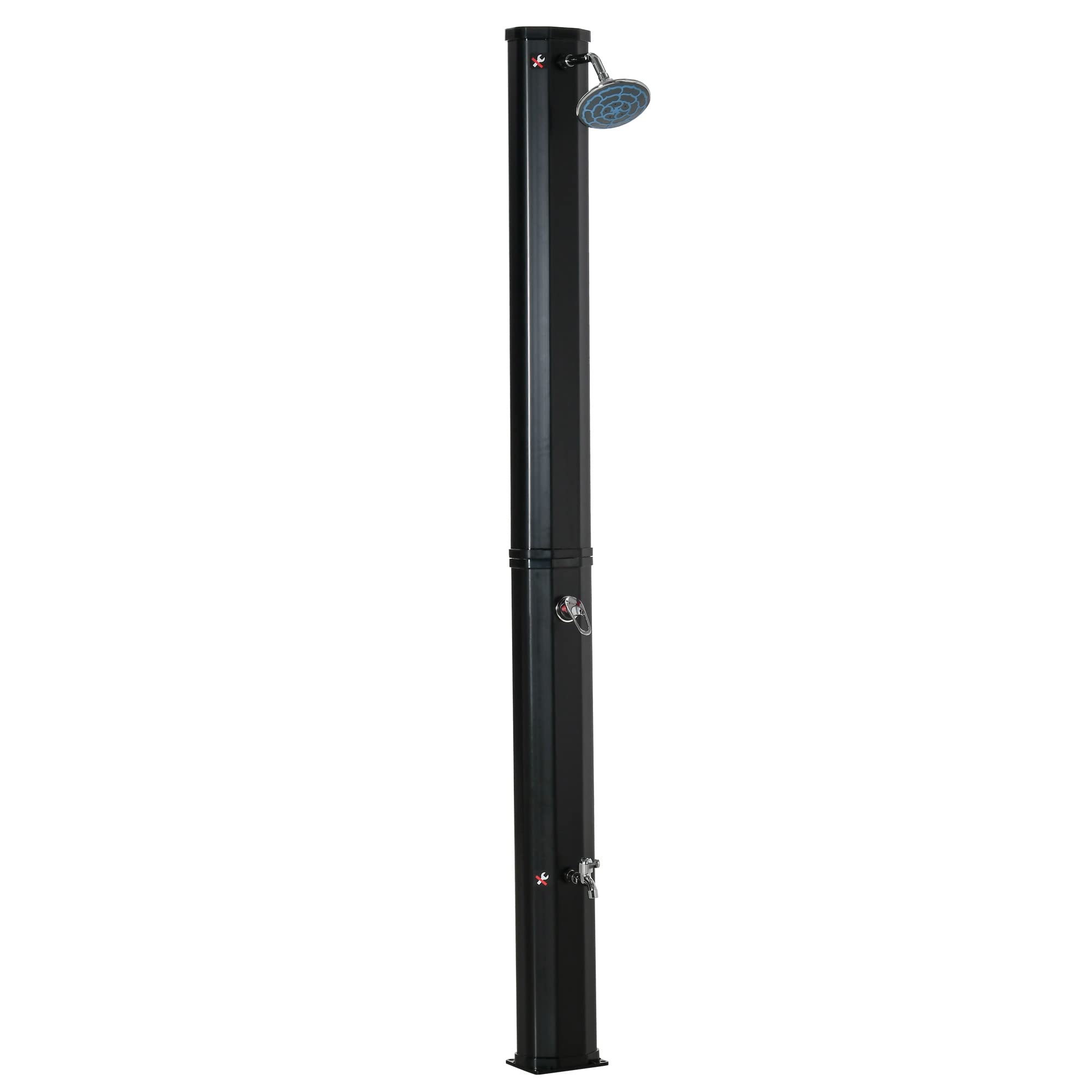 Outsunny 7ft Outdoor Solar Shower with 360° Rotating Head & Foot Faucet - Adjustable Temperature & Pressure, 9.2 Gallon Capacity - Perfect for Backyard, Pool, Camping & Beach Use