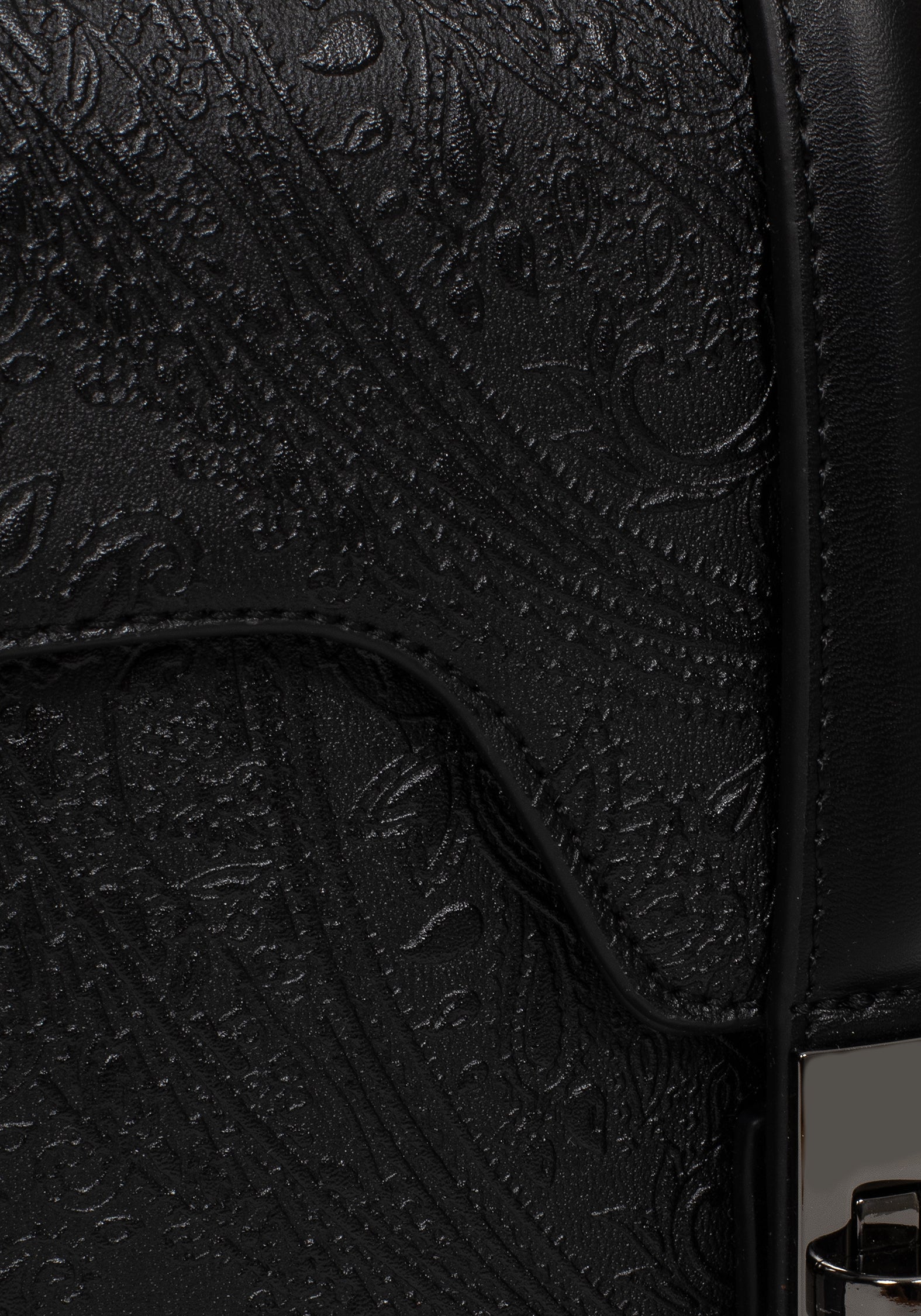 Stylish Cypress Paisley Debossed Crossbody Satchel Bag for Women - Black Leather Purse - Perfect for Work, Travel & Everyday Use