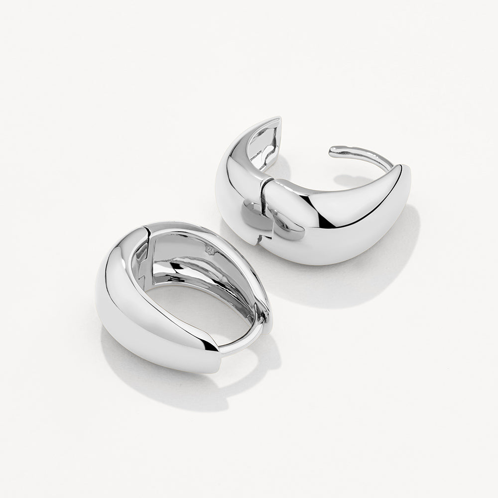 Silver Dome Huggie Hoop Earrings for Women - Minimalist Cartilage Ear Cuffs for Everyday Wear & Special Occasions