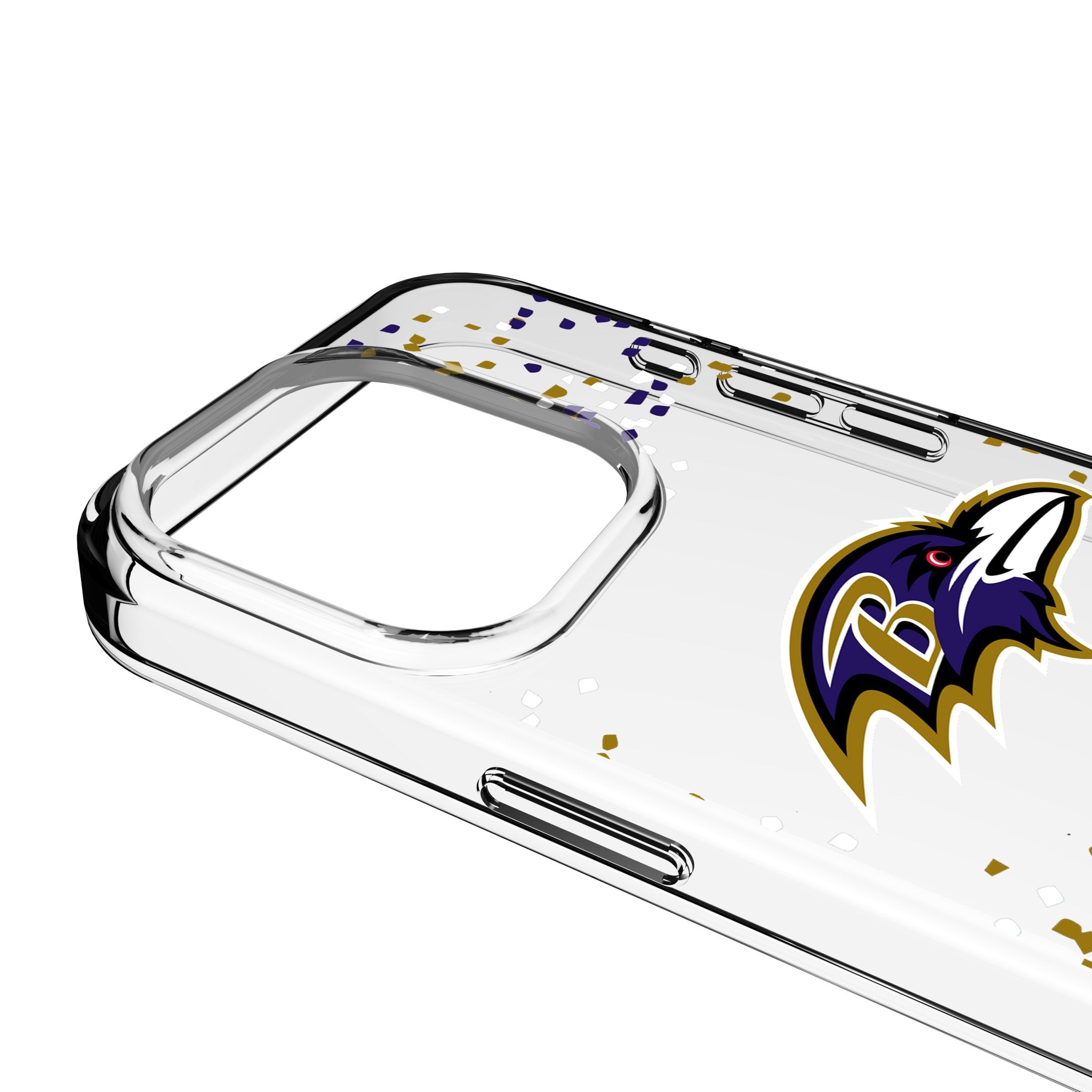 Baltimore Ravens Confetti Clear Phone Case for Apple iPhone - Durable Protective Cover for iPhone 14/13/12/11/XR/XS/X/8/7 - Perfect for Game Day, Parties & Everyday Use