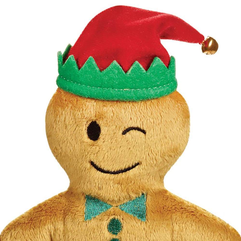 Festive Holiday Gingerbread Emoji Plush Dog Toys - Cute Winky Face Design for Christmas - Perfect for Puppy Playtime & Seasonal Decorations