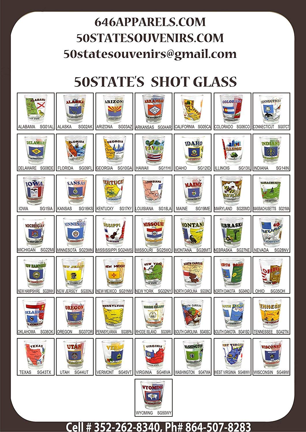 646-Piece Souvenir Shot Glass Collection - All 50 US States from Alabama to Wyoming - Perfect for Travel Lovers, Bar Decor & Gift Giving