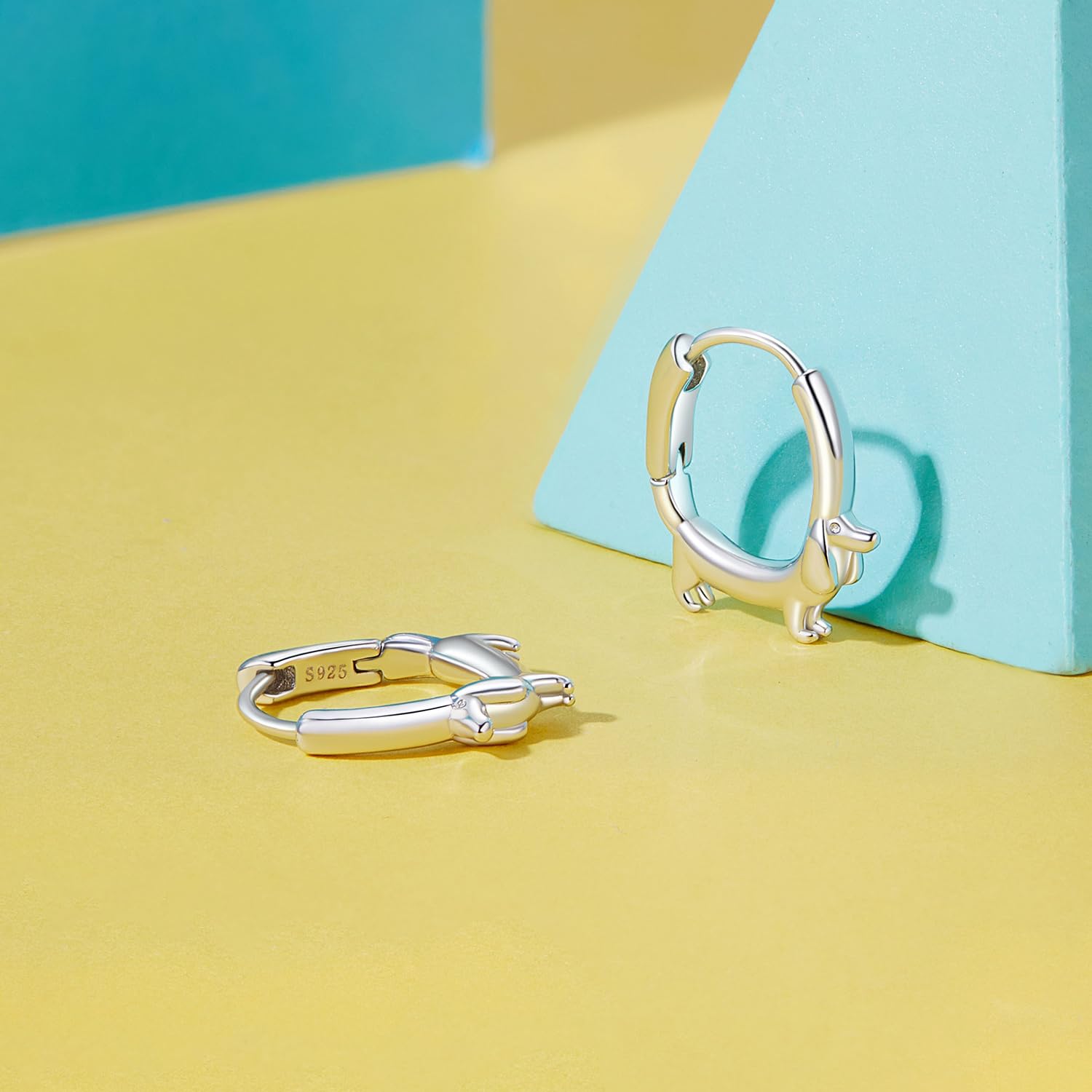 925 Sterling Silver Cute Animal Huggie Hoop Earrings - Panda, Dolphin, Cat & Dachshund Designs for Women & Girls | Hypoallergenic, Dainty & Lightweight Jewelry | Perfect Gift for Birthday, Anniversary & Everyday Wear