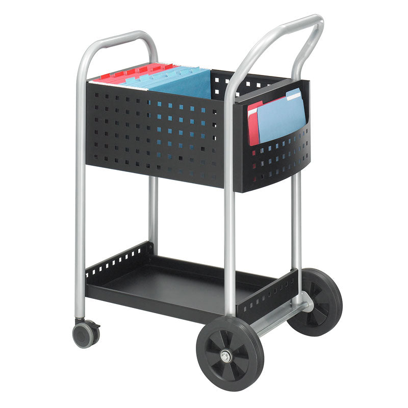 DuraScoot Heavy Duty Mail Cart - Black | Rolling Postal Cart for Mail Delivery, Office, Warehouse & Retail Use