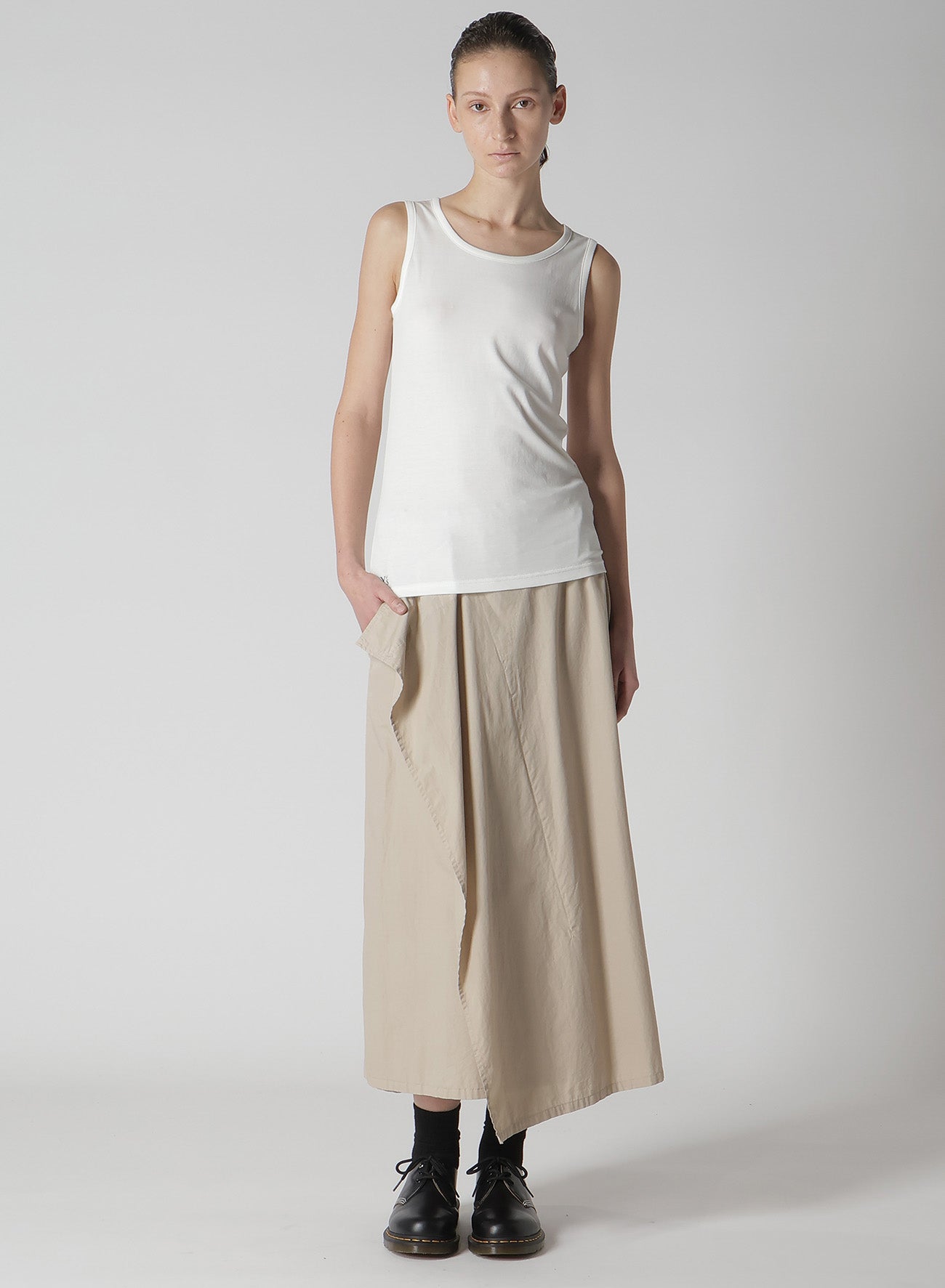 Women's Cotton Broadcloth Garment-Dyed Front Triangle Stitch Skirt - Casual Summer Dress for Beach, Picnic & Everyday Wear