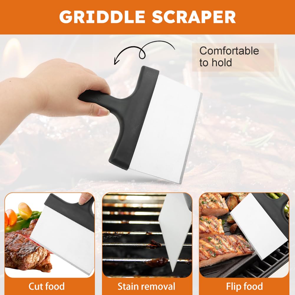 Kakalote 14-Piece Griddle & Grill Cleaning Kit - Scraper, Cleaning Brick, Scouring Pads, Wire Brush for Stain Removal - Perfect for Flat Top Grills, BBQ, Outdoor Cooking & Camping