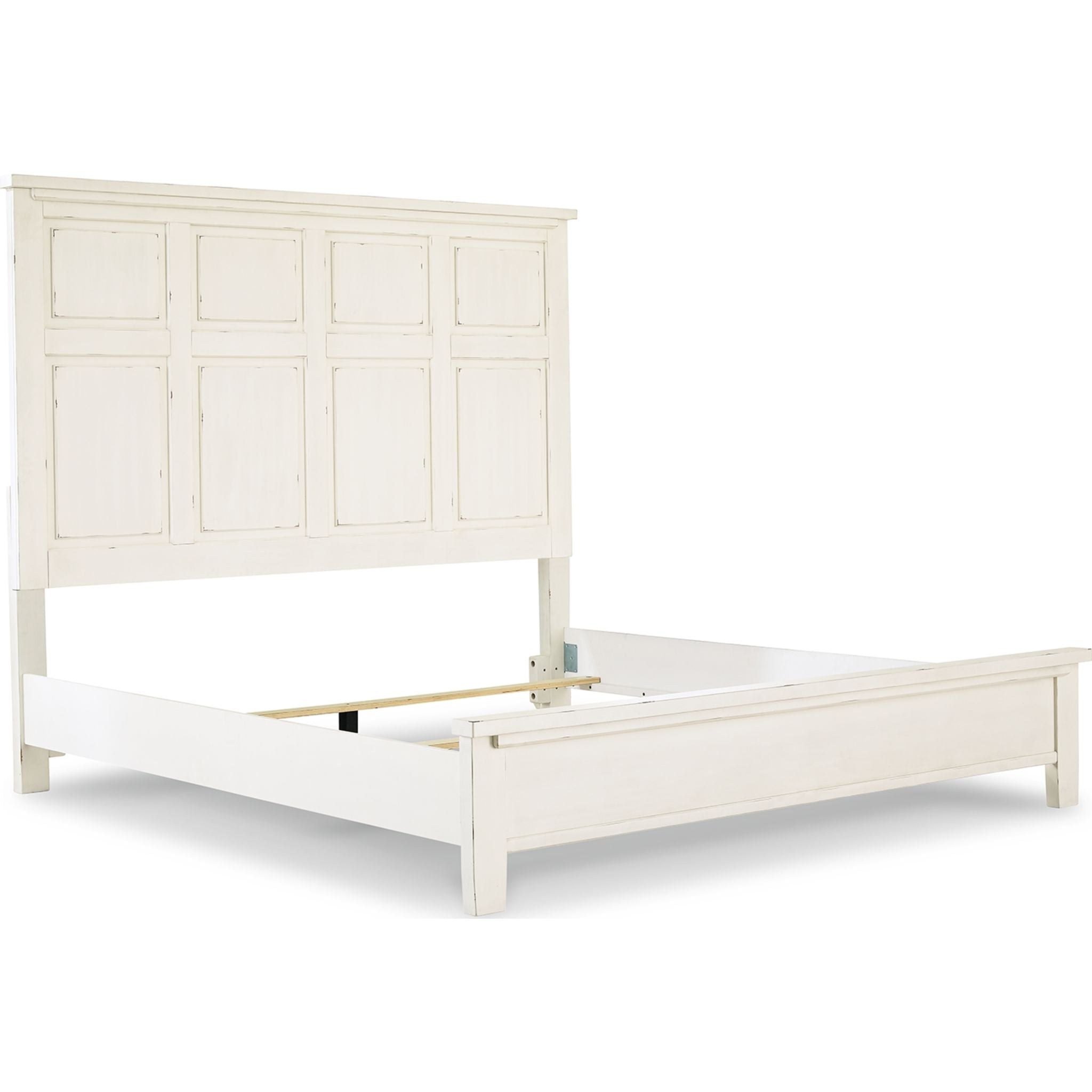 Braunter King Panel Bed in Aged White - Modern Farmhouse Bedroom Furniture for Master Bedroom & Guest Room