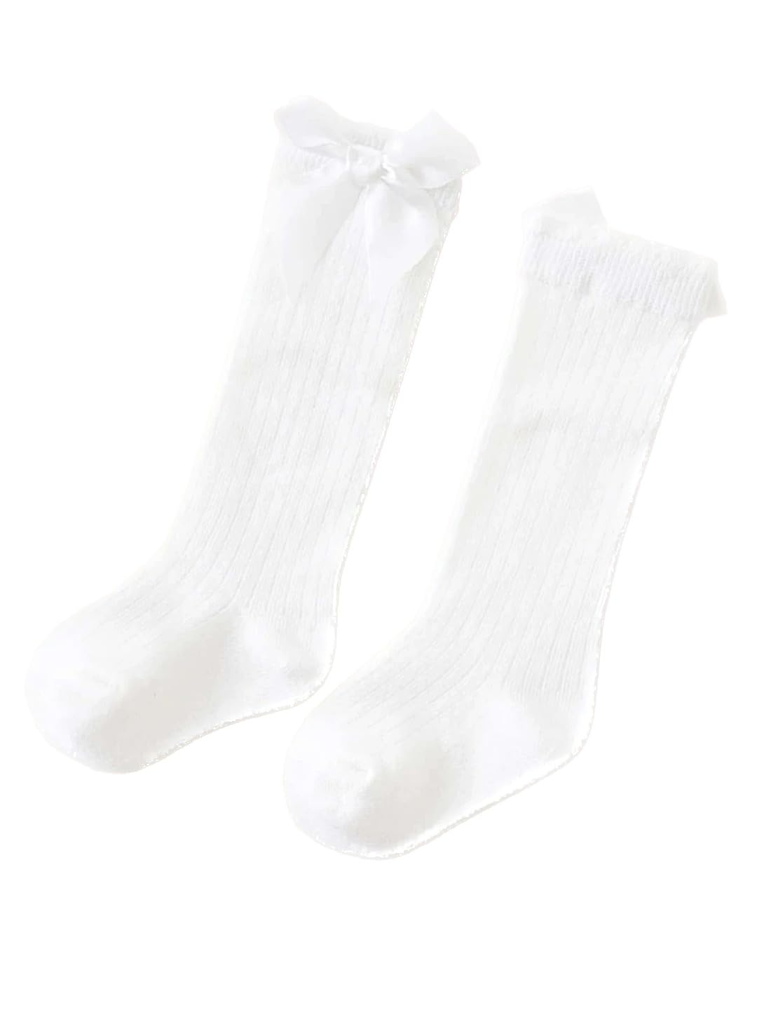 EL REGALO Girls White Patterned Calf Length Socks - Cute Ankle Socks for School, Dance & Everyday Wear - Soft Cotton Blend Socks for Kids & Teens