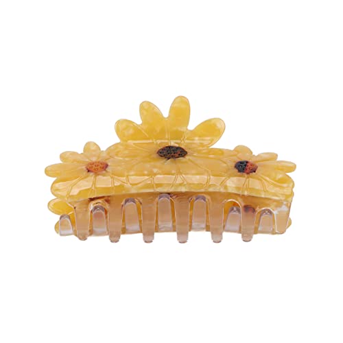 Yellow Daisy Large Hair Claw Clip - Non-Slip Strong Grip Hair Clips for Women, Comfortable Hair Accessories for Curly & Straight Hair - Perfect for Daily Use, Workouts, and Beach Days