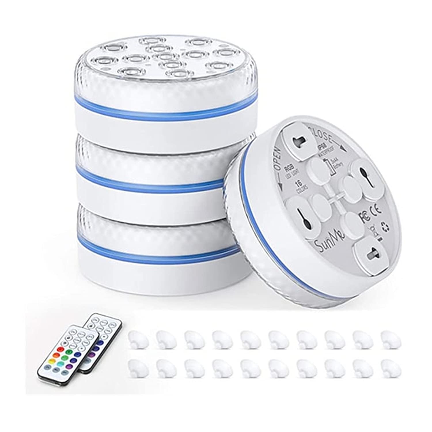 16 Colors LED Remote Control Diving Light - Waterproof Underwater Pool Light for Aquarium, Swimming Pool & Party Decoration - 4 Piece Set - Perfect for Night Swimming, Backyard Parties & Fish Tank Lighting