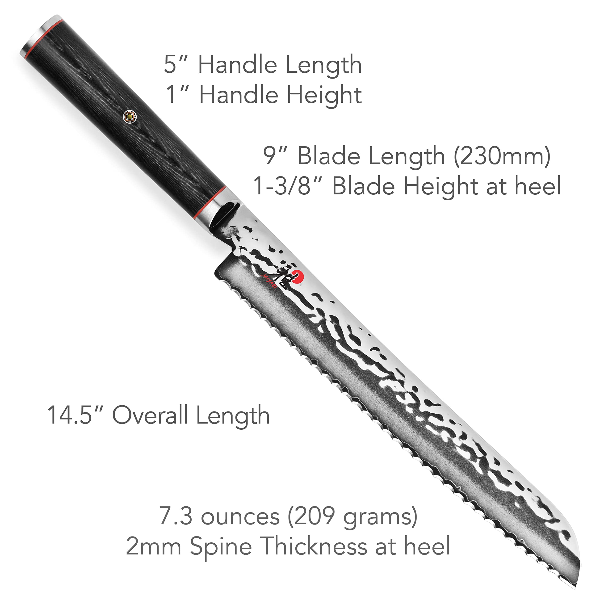 Miyabi Mizu SG2 9-inch Bread Knife - Premium Japanese Stainless Steel Slicing Knife for Artisan Bread, Pastries & Cake - Perfect for Home Bakers & Professional Chefs