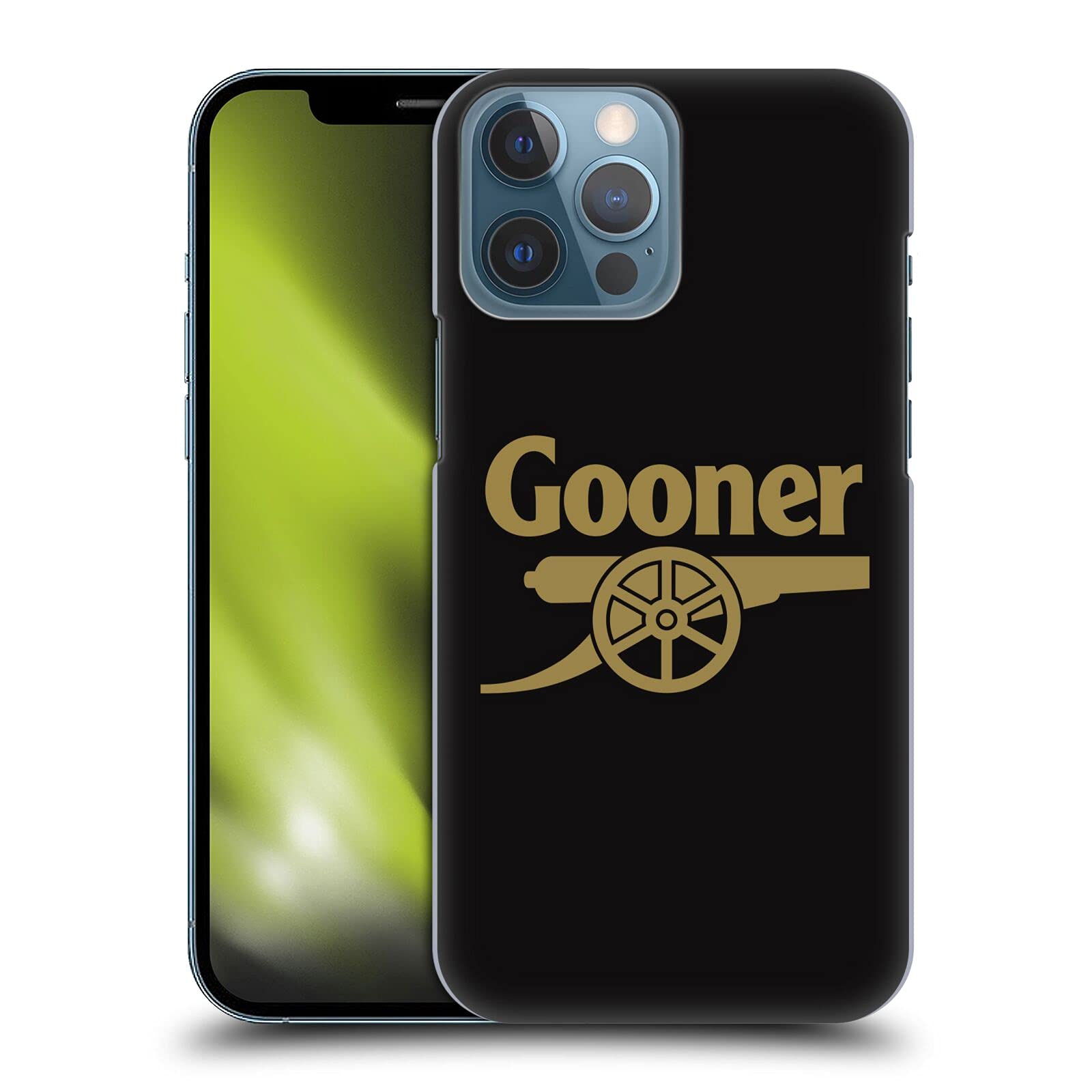 Officially Licensed Arsenal FC Black & Gold Gooners Hard Case for iPhone 13 Pro Max - Durable Protective Phone Cover for Soccer Fans, Football Supporters & Gunners Lovers (Perfect for Match Days, Travel & Daily Use)