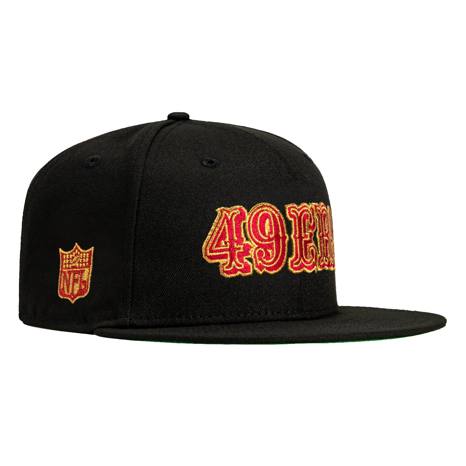 New Era 59Fifty San Francisco 49ers NFL Patch Word Hat - Black, Red & Gold - Official Licensed Snapback Baseball Cap for Men & Women - Perfect for Football Games, Tailgating & Sports Fan Gifts